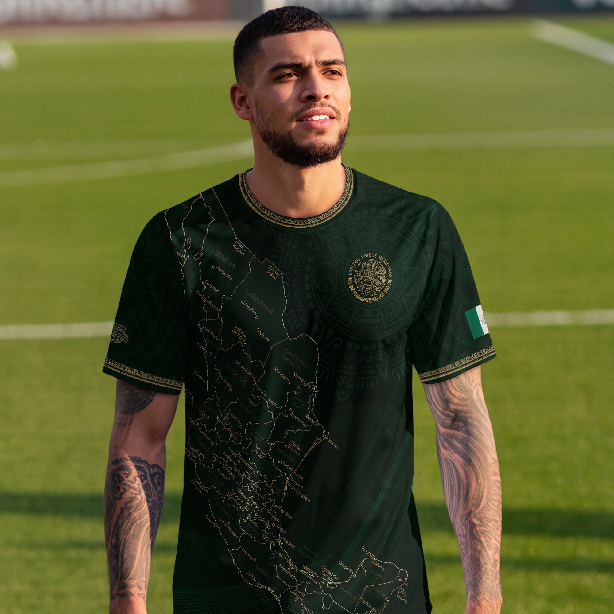 Mexico Green Map Design Aztec Heritage Pride Soccer Jersey