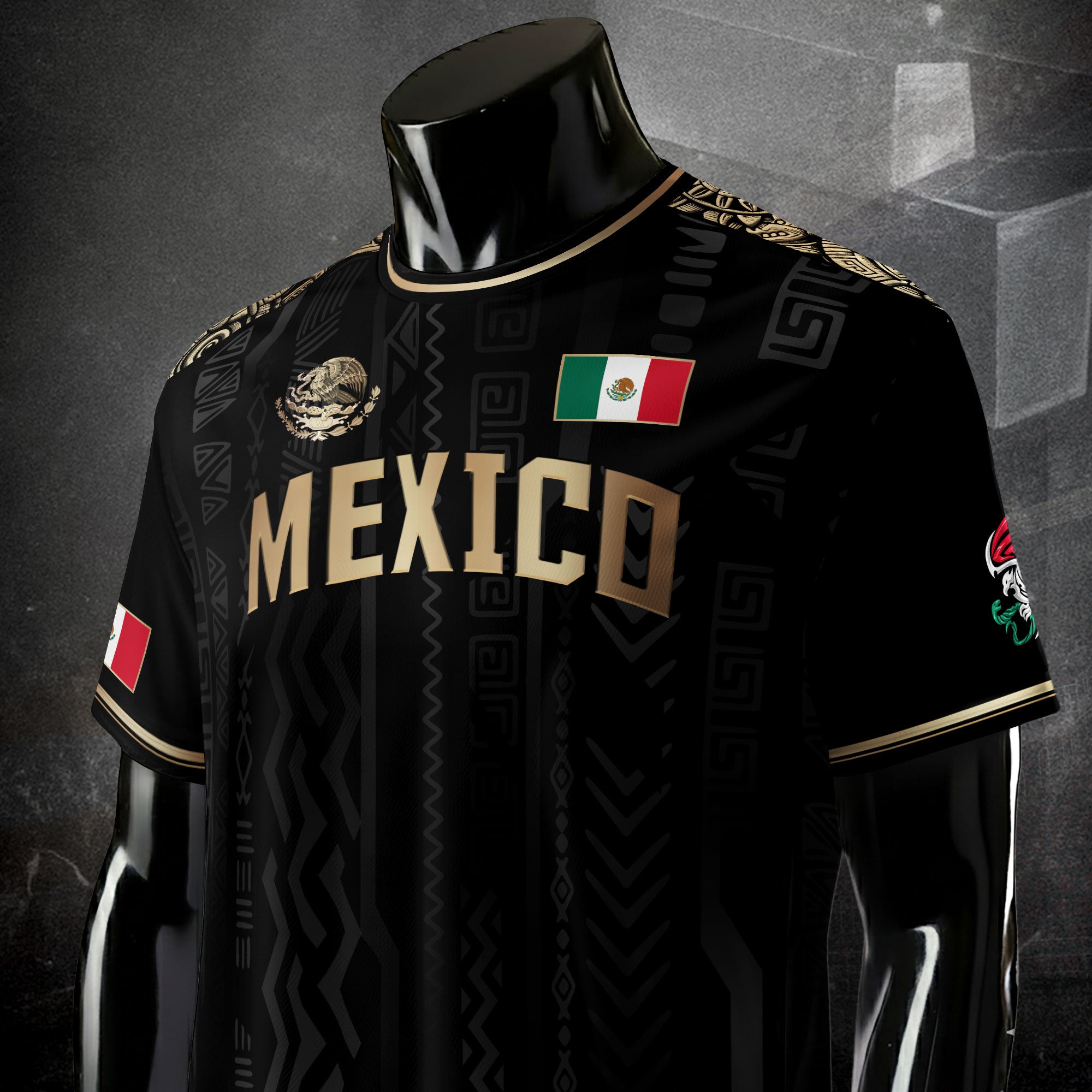 Mexico Black Gold National Emblem Soccer Jersey