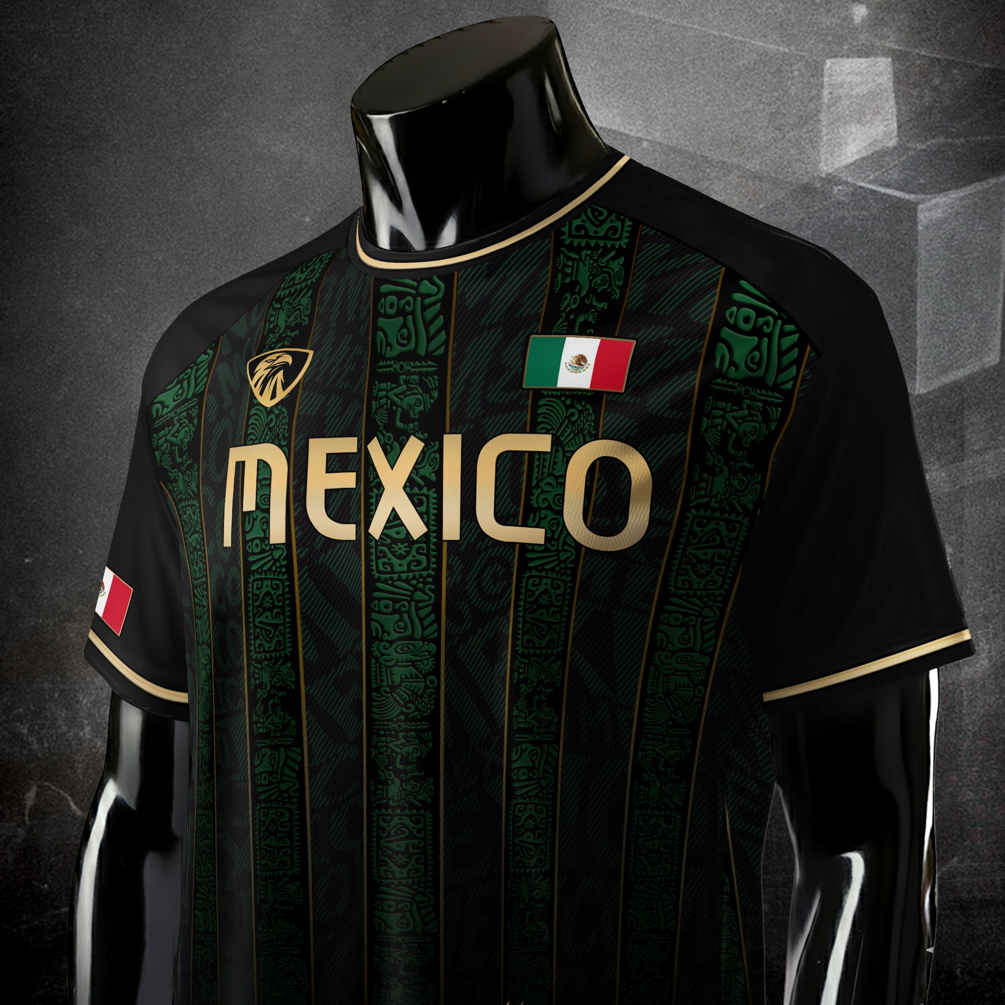 Mexico Aztec Ancient Heritage National Seal Mens Football Soccer Jersey