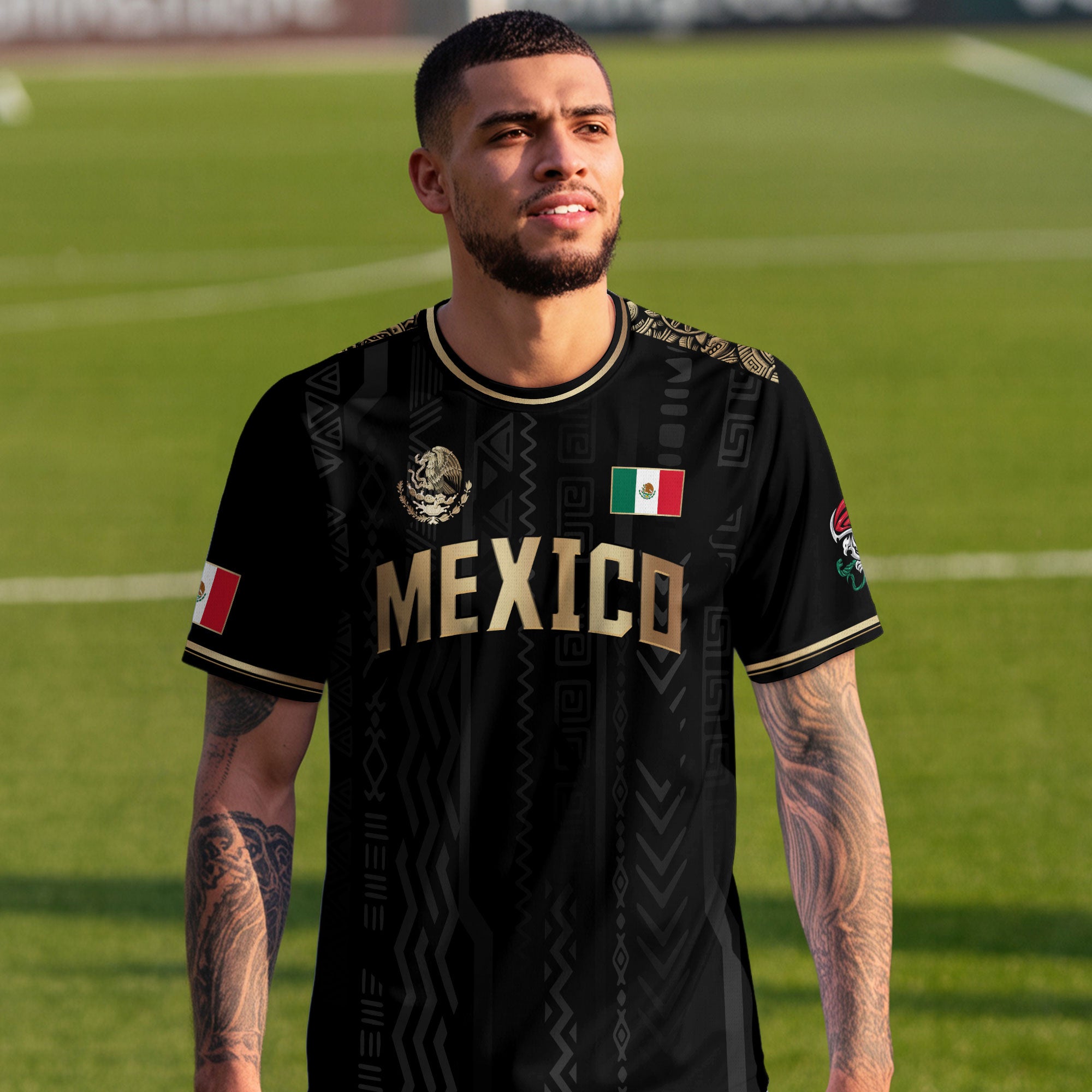 Mexico Black Gold National Emblem Soccer Jersey