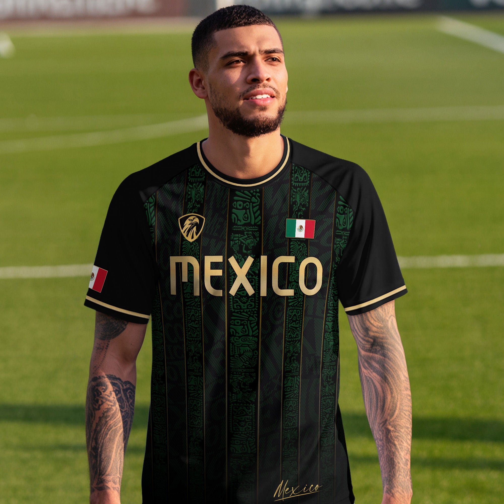 Mexico Aztec Ancient Heritage National Seal Mens Football Soccer Jersey