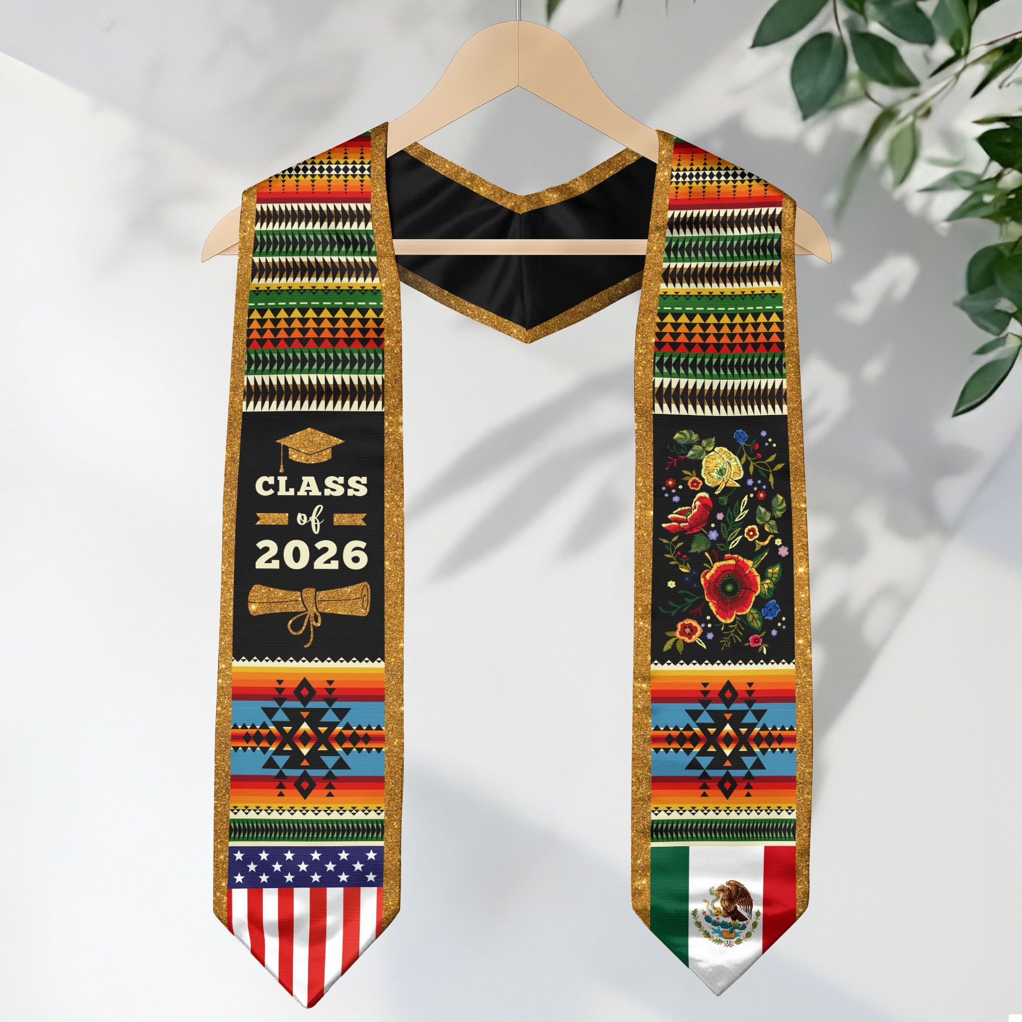 Mexico Sash 2026 Graduation, Mexican Stole with Mexico Flag Design, Senior Class 2026
