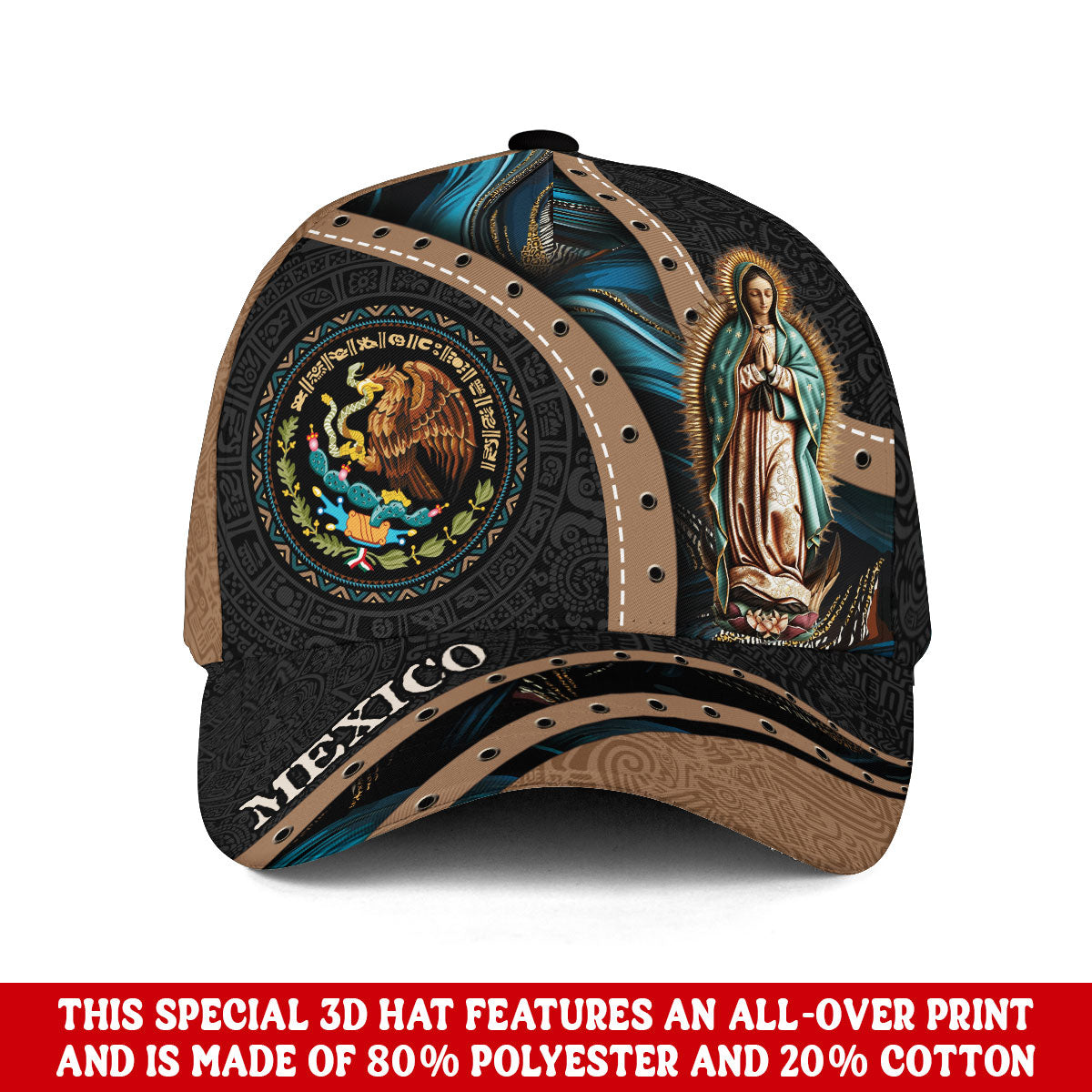 Mexico Guadalupe Virgin Mary Eagle Aztec Heritage Faith Culture Pride Hat