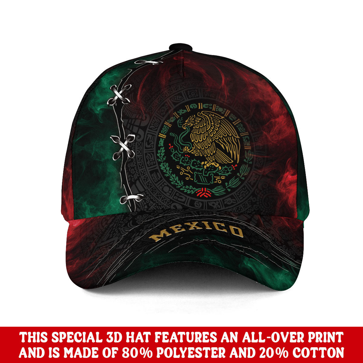 Mexico Flag Eagle Aztec Calendar Heritage Pride Power Culture Roots Hat