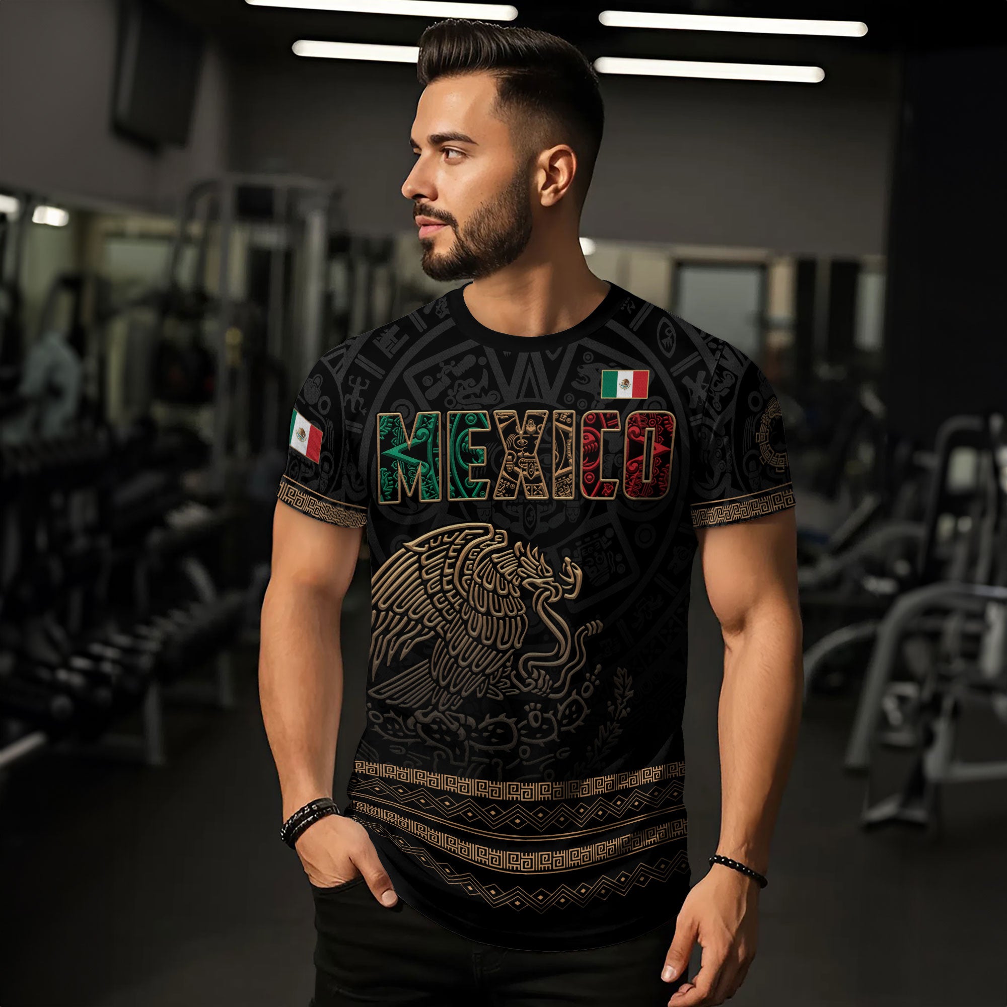 Mexico Aztec Eagle Gold Heritage Warrior Spirit Pride Legacy Shirt