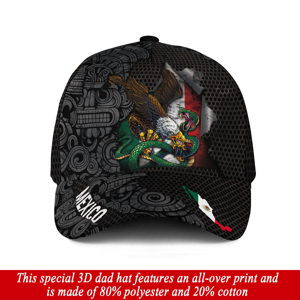 Mexico Flag Eagle Serpent Aztec Heritage Pride Power Design Hat