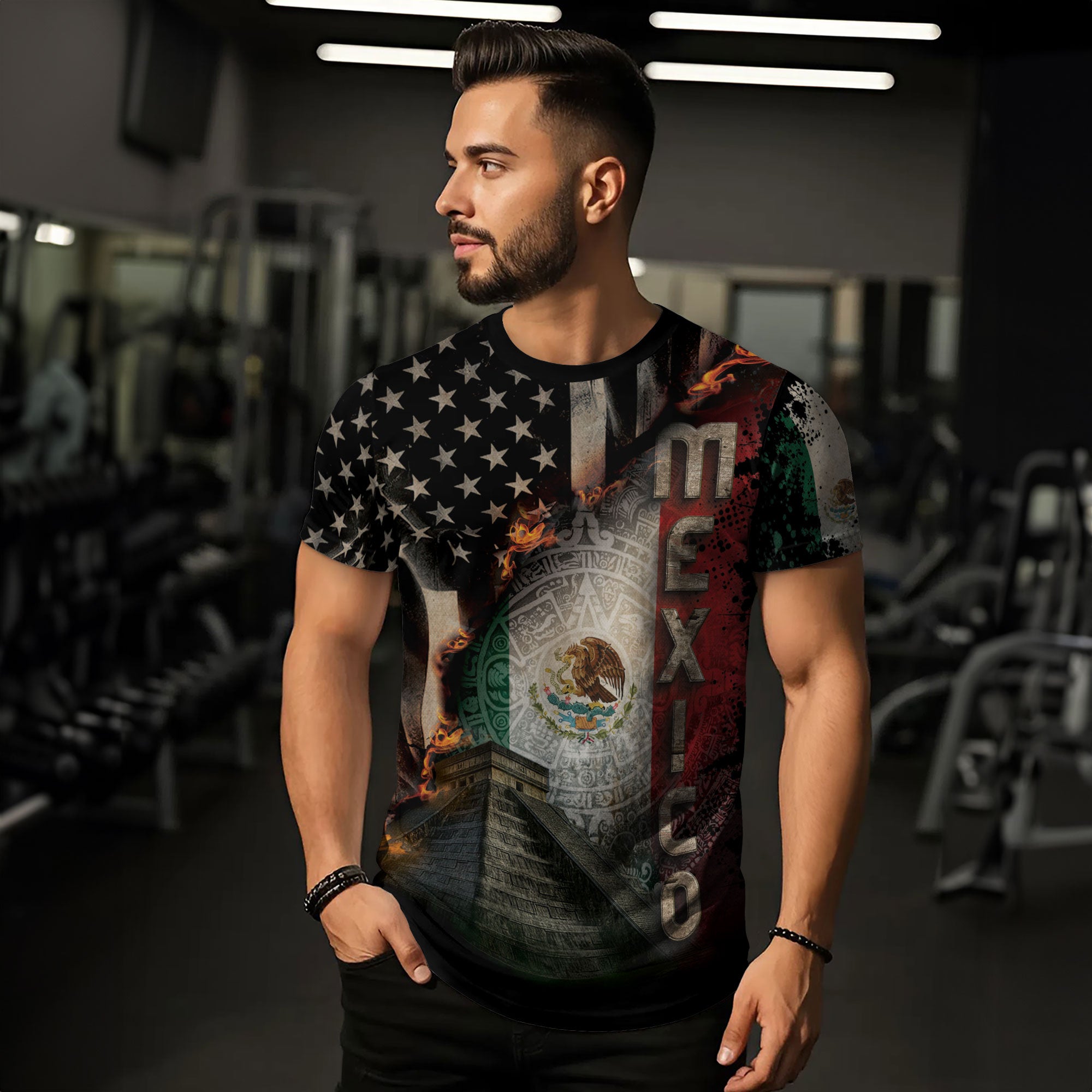 Mexico USA Flag Pyramid Heritage Pride Warrior Spirit Shirt