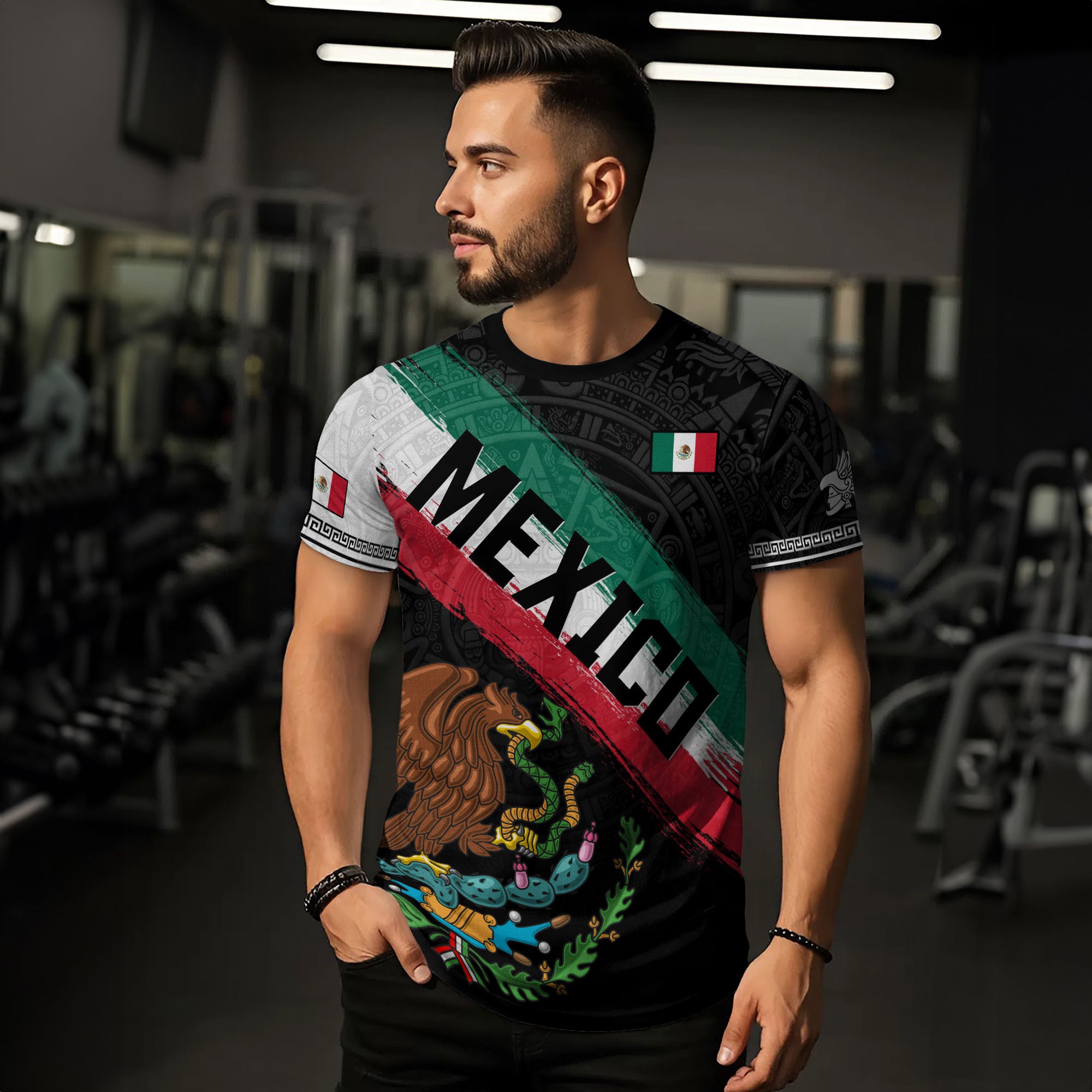 Mexico Flag Eagle Aztec Pyramid Heritage Pride Warrior Spirit Shirt