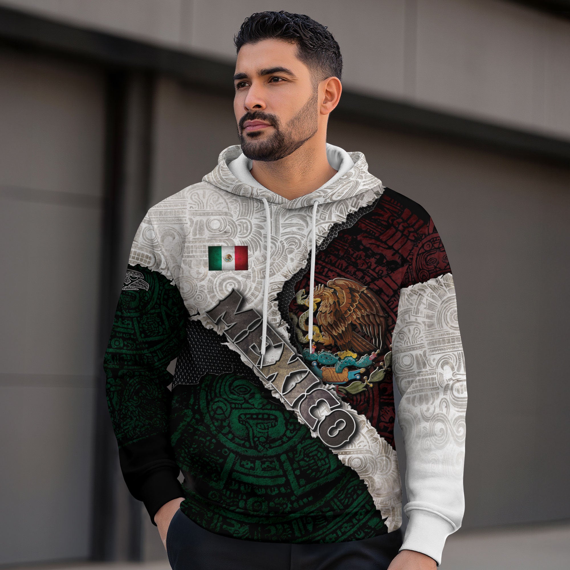 Mexico Flag Eagle Aztec Heritage Pride Warrior Legacy Culture Hoodie