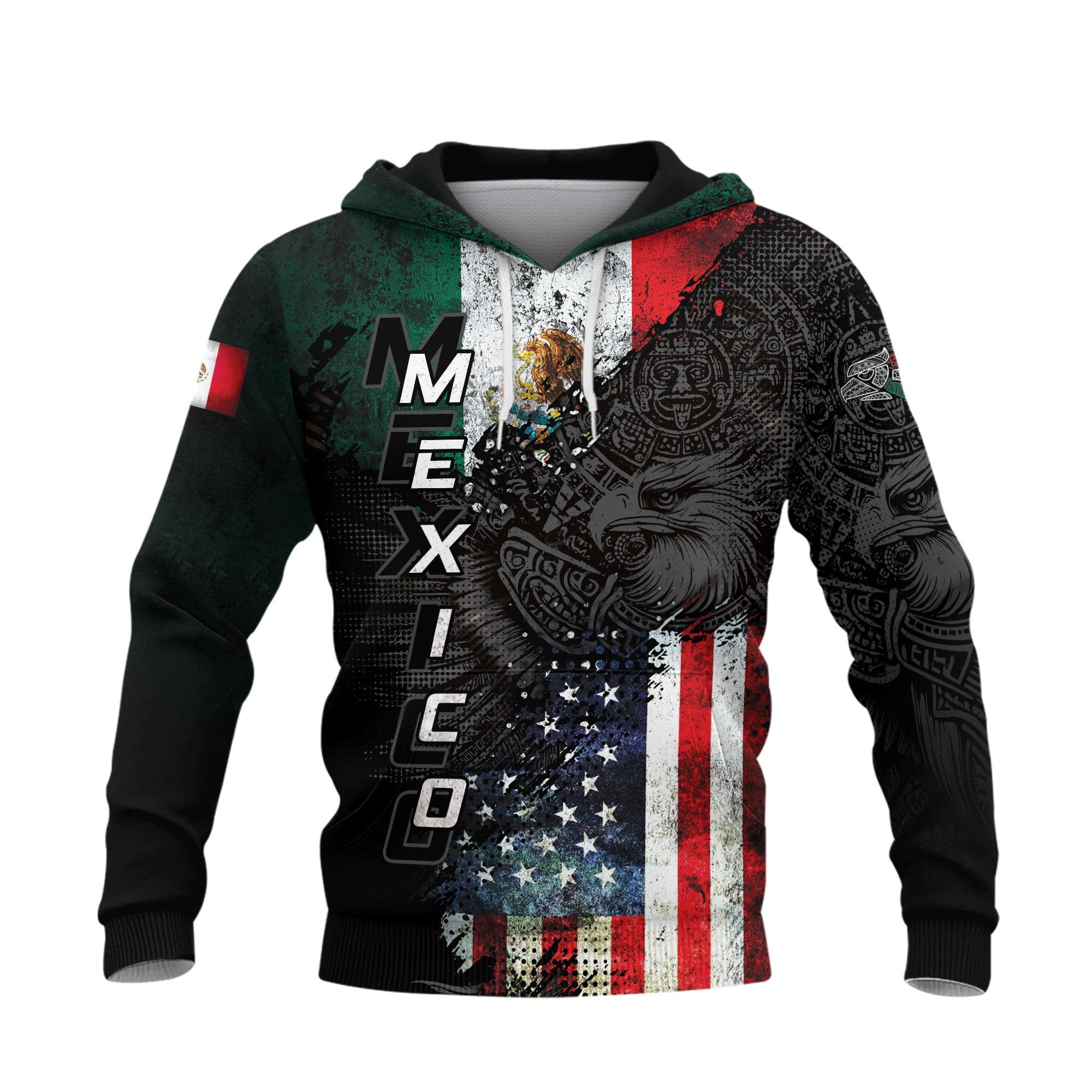 Mexico USA Flag Eagle Aztec Heritage Pride Unity Legacy Hoodie