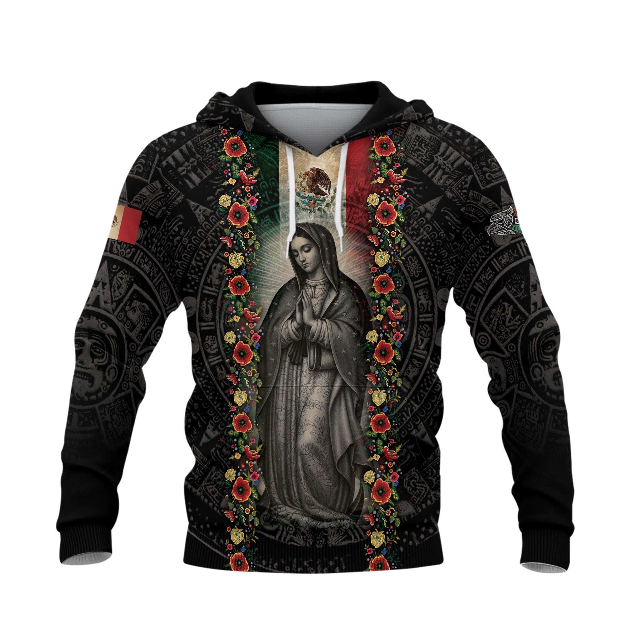 Virgin of Guadalupe Mexican Flag Aztec Faith Heritage Hoodie
