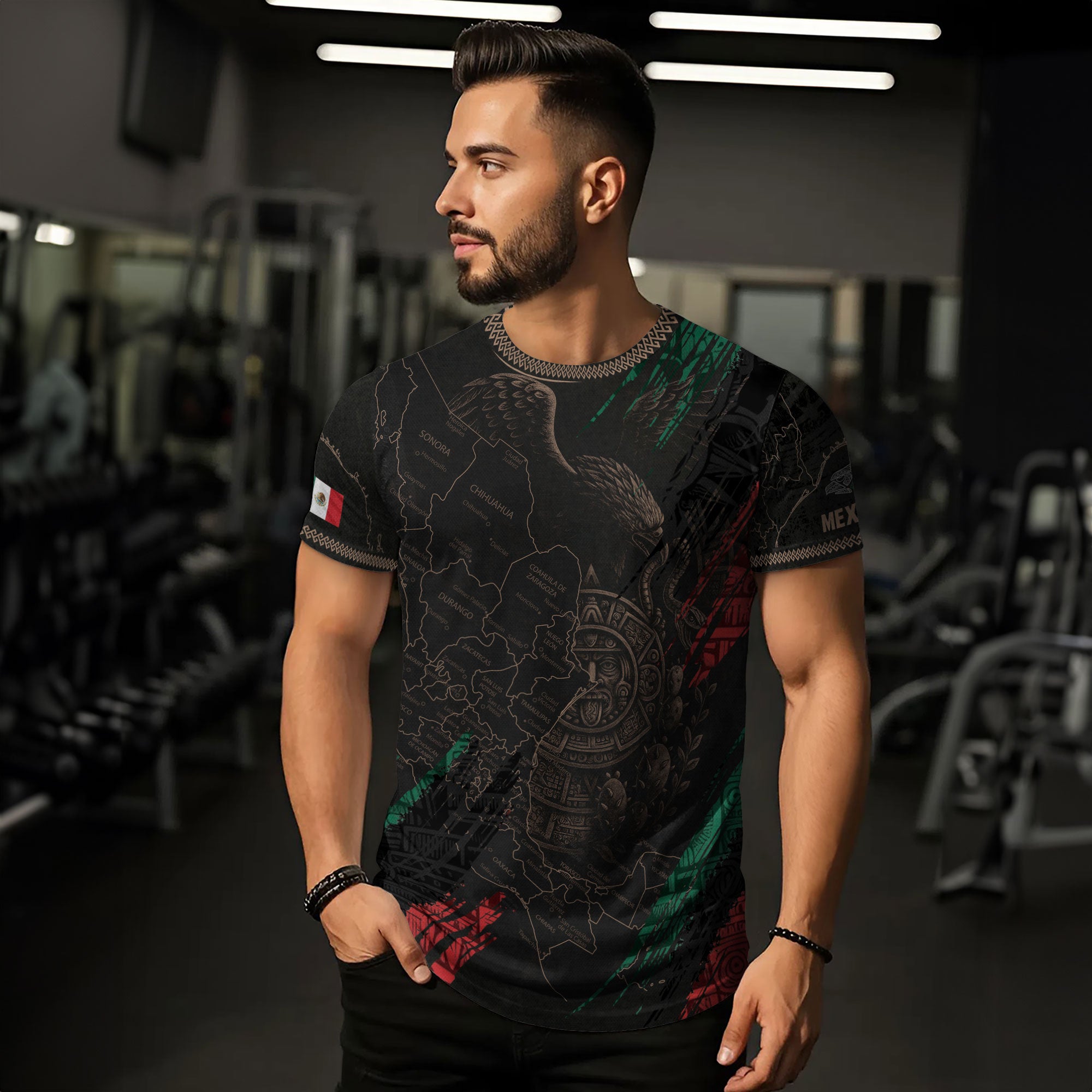 Aztec Eagle Mexico Map Heritage Pride Black Warrior Shirt