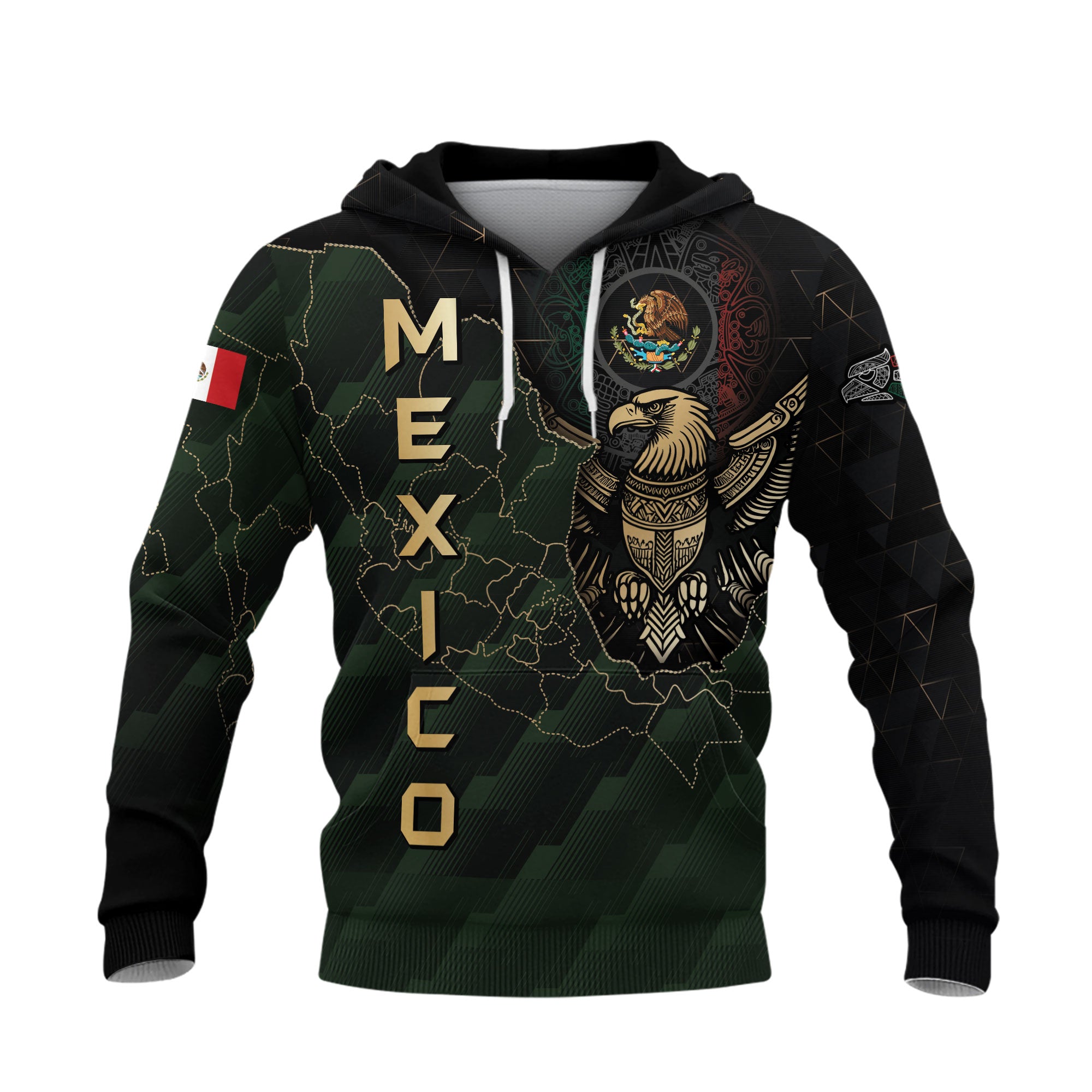 Mexico Eagle Emblem & Map Heritage Design Hoodie