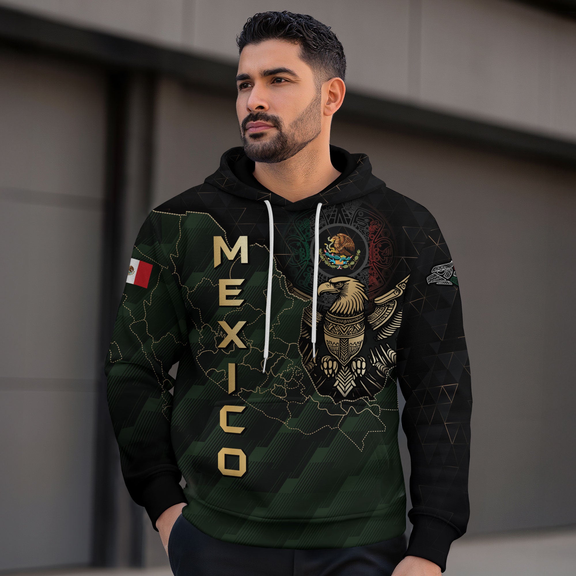 Mexico Eagle Emblem & Map Heritage Design Hoodie