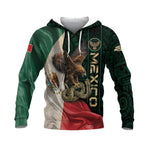 Mexico Flag Eagle Serpent Aztec Pattern Heritage National Pride Hoodie