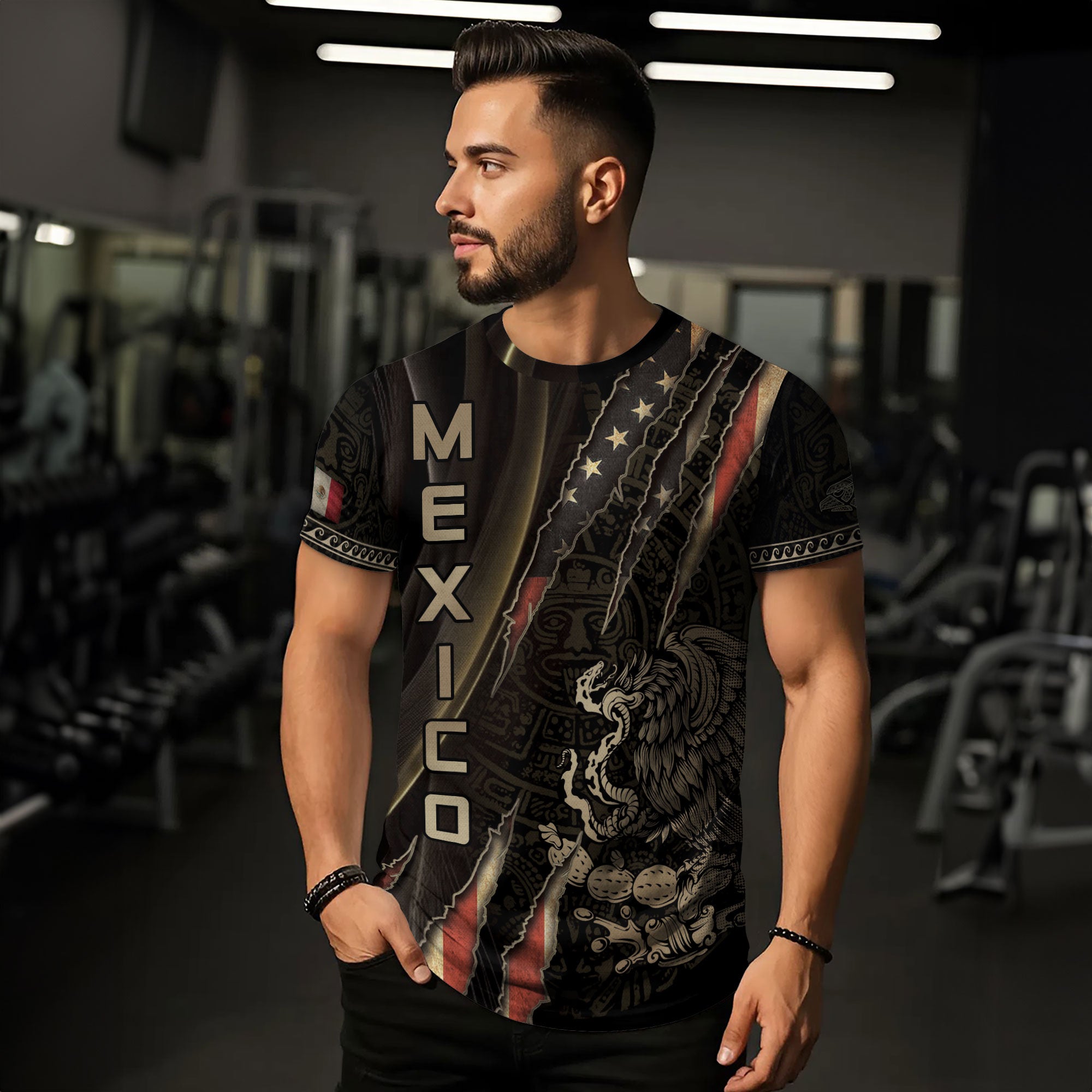 Mexico USA Flag Eagle Claw Aztec Heritage Warrior Shirt