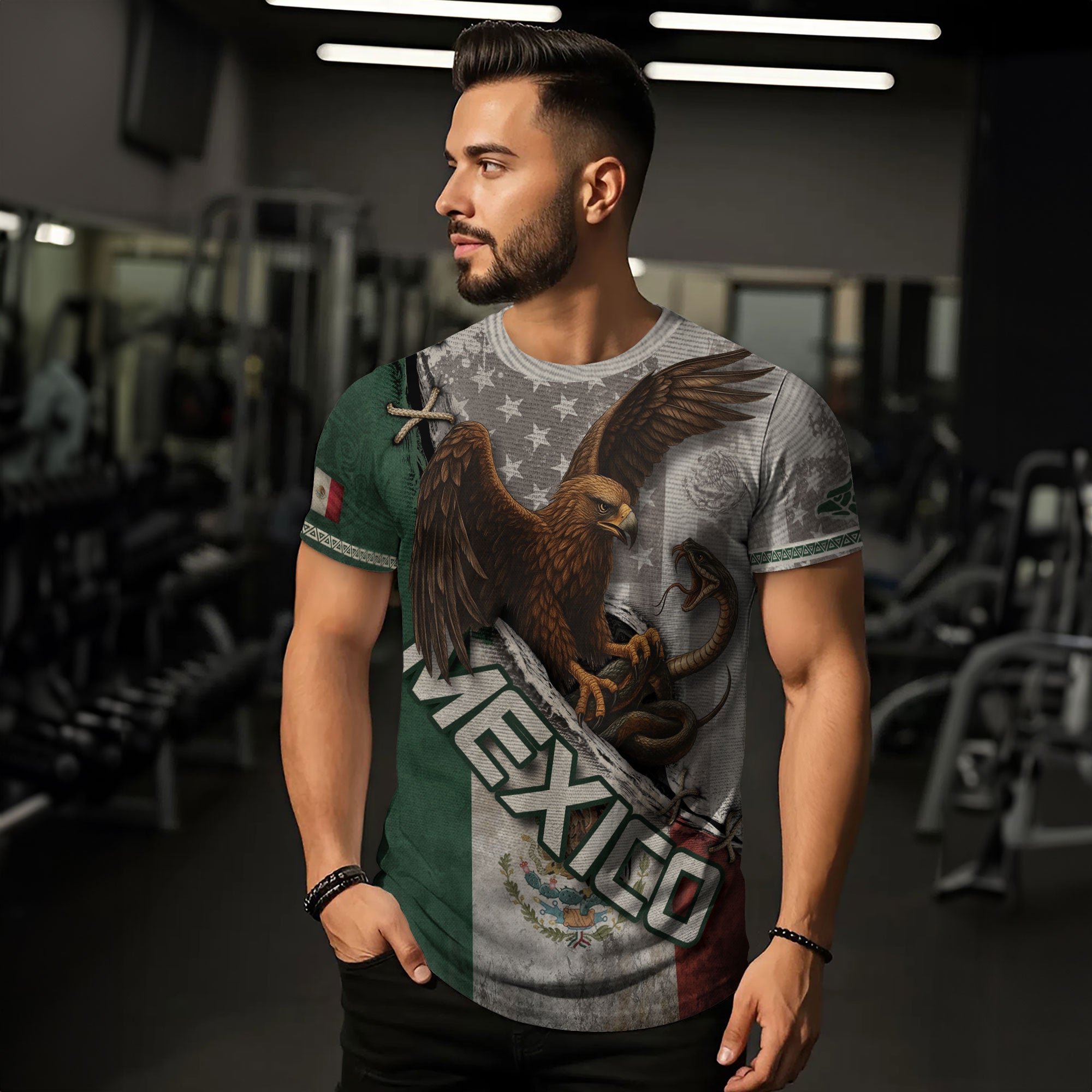 Mexican Eagle and Snake Heritage Flag Warrior Shirt