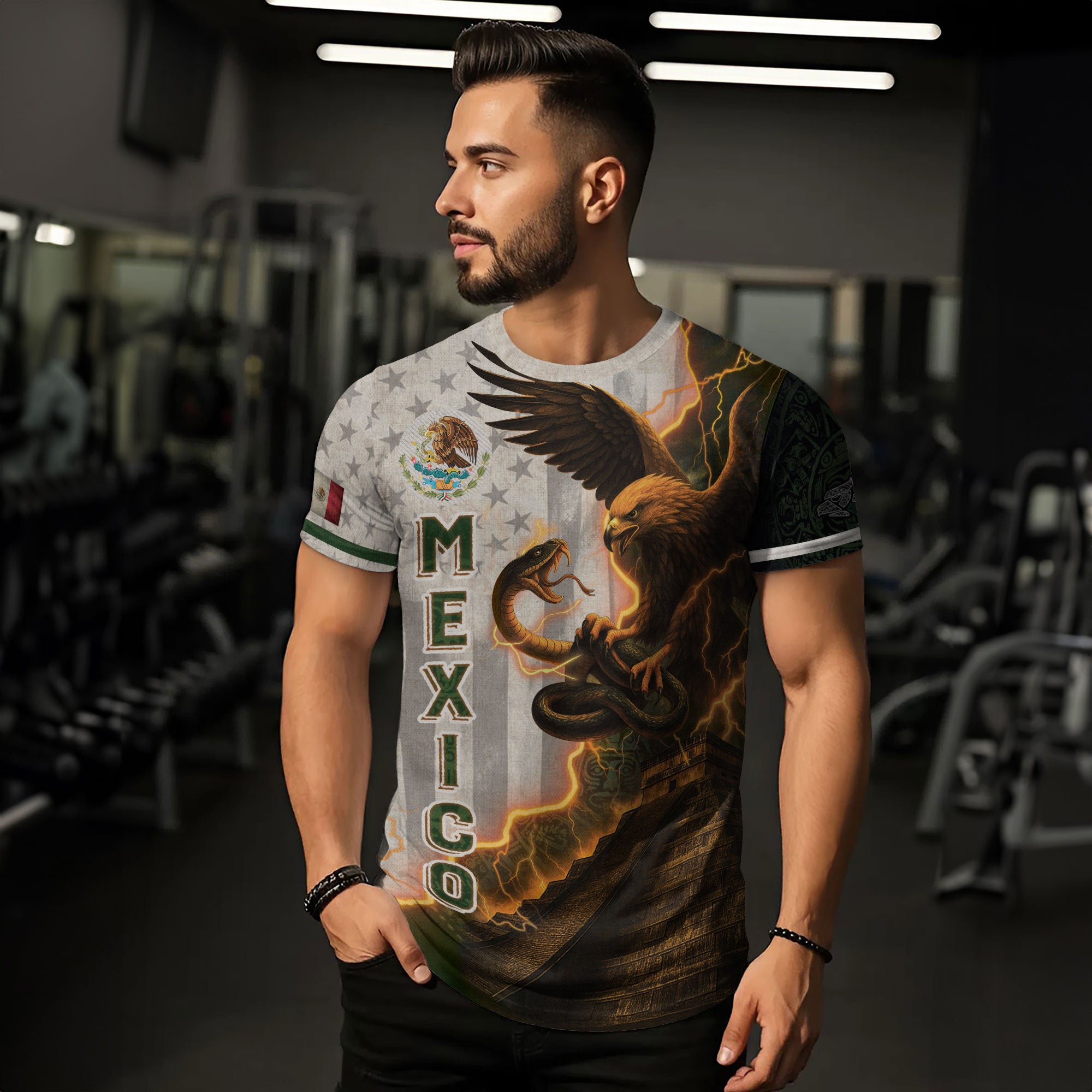 Mexican Eagle Lightning Aztec Pyramid Heritage Pride Shirt