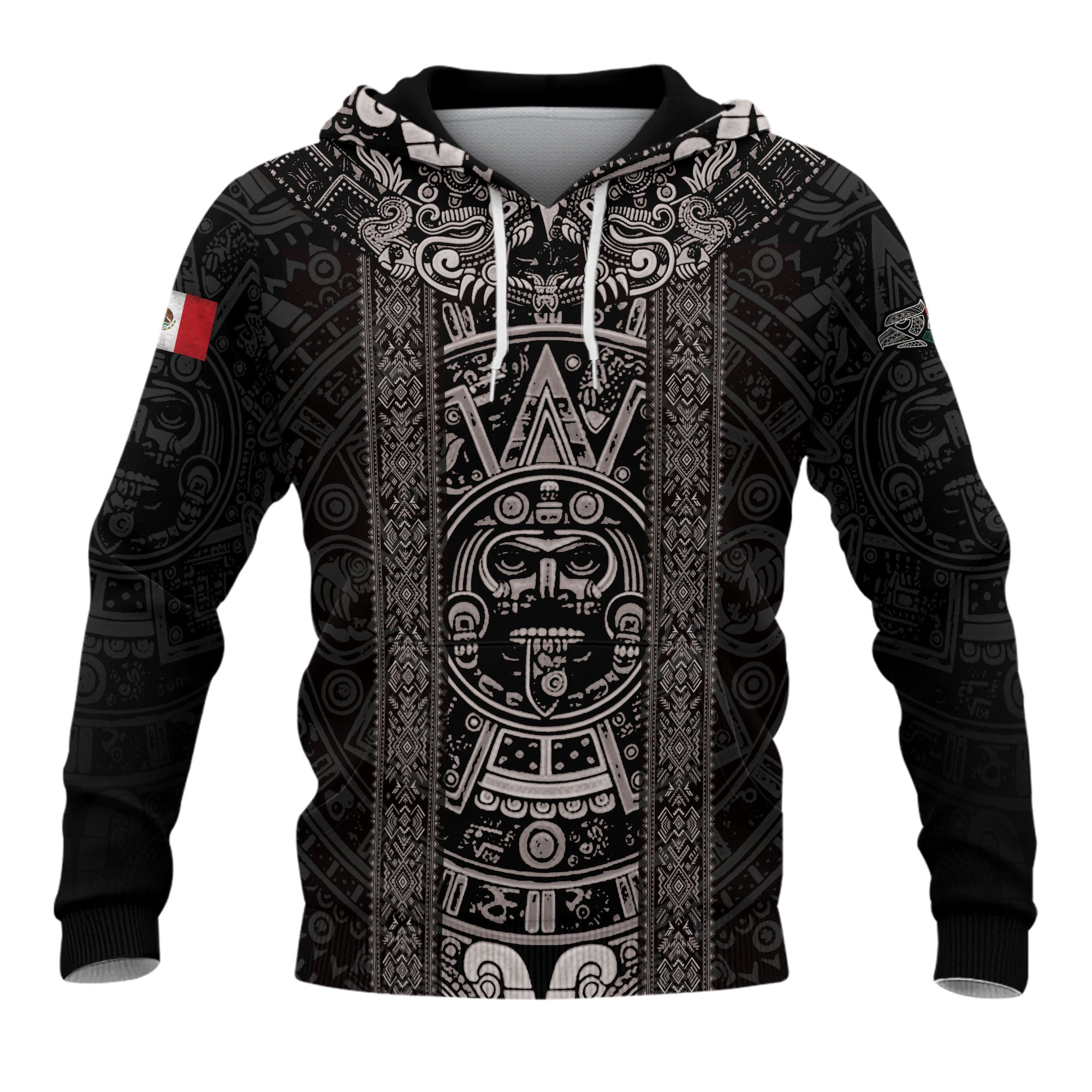 Mexico Aztec Sunstone Calendar Ancient Symbol Heritage Warrior Pride Hoodie