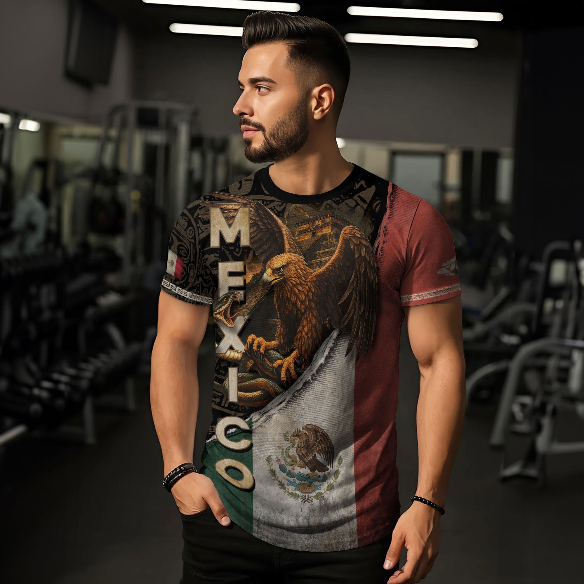 Mexico Flag Eagle Serpent Aztec Pattern Heritage Pride Warrior Legacy Shirt