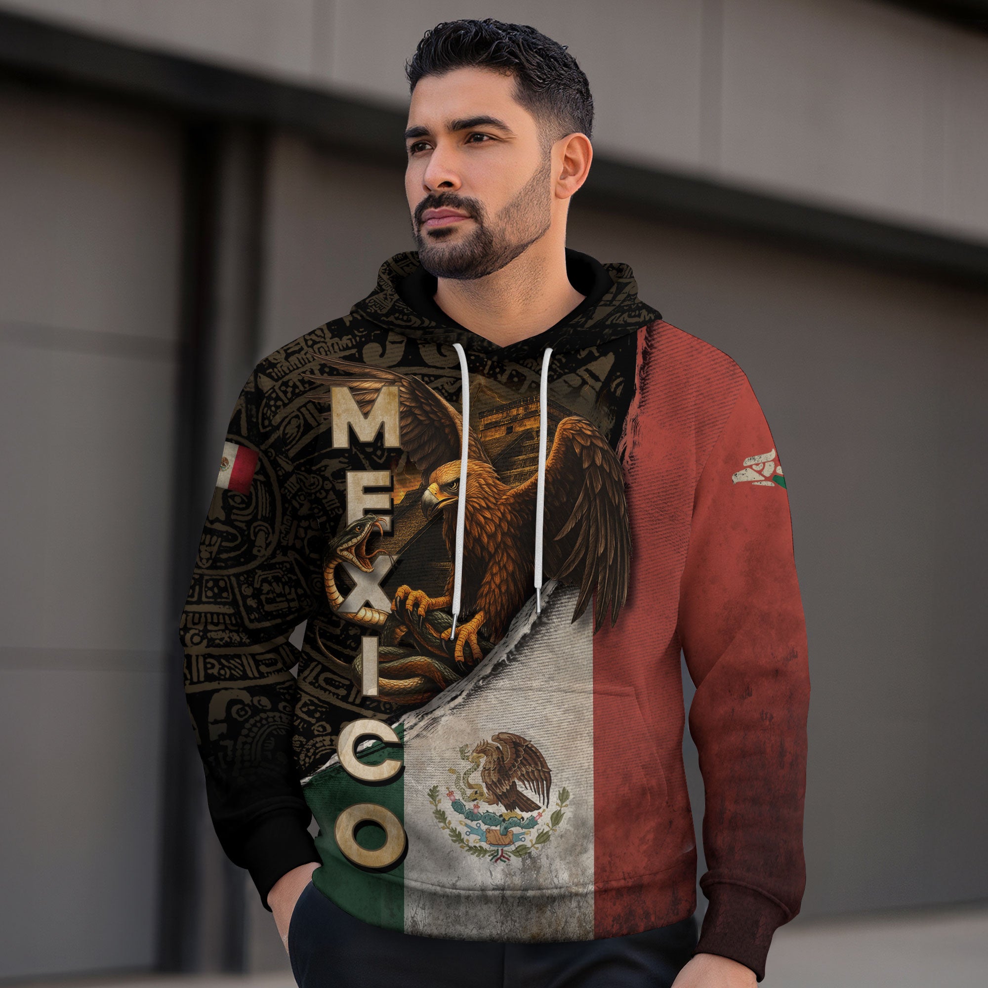 Sudadera con capucha del calendario azteca de piedra solar de México, símbolo antiguo, herencia, orgullo guerrero