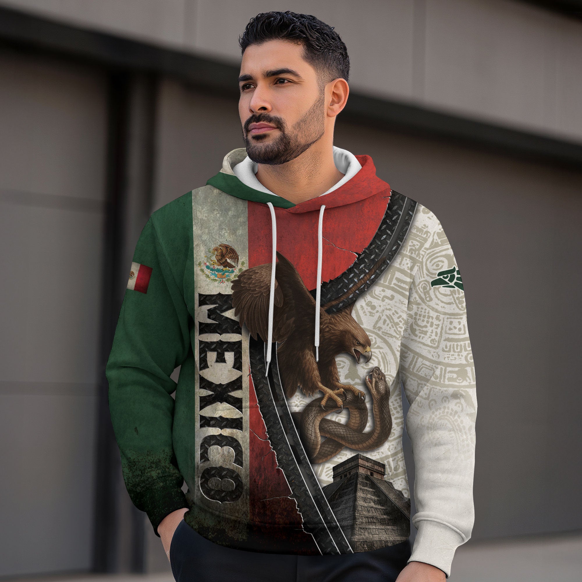 Sudadera con capucha del calendario azteca de piedra solar de México, símbolo antiguo, herencia, orgullo guerrero