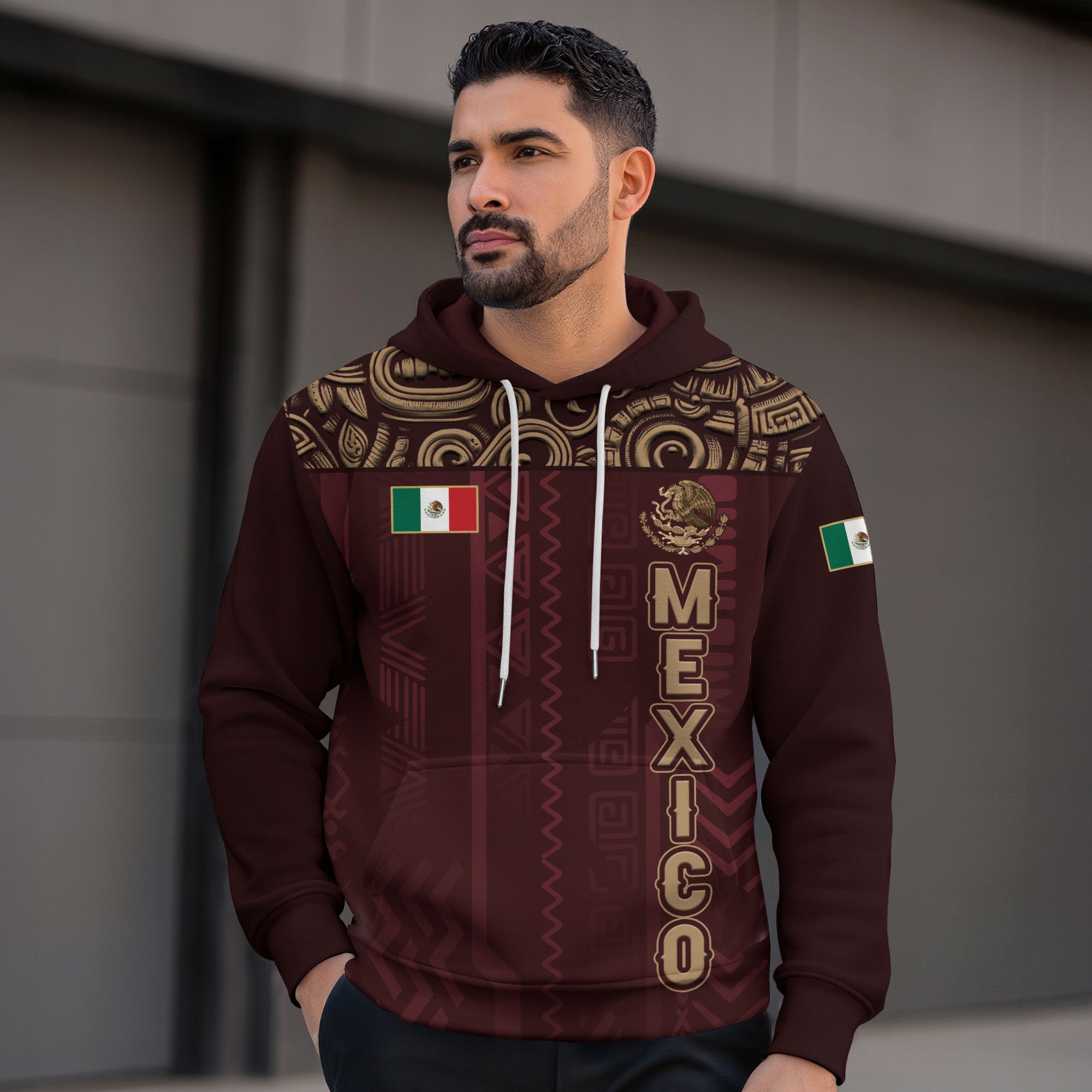 Sudadera con capucha del calendario azteca de piedra solar de México, símbolo antiguo, herencia, orgullo guerrero
