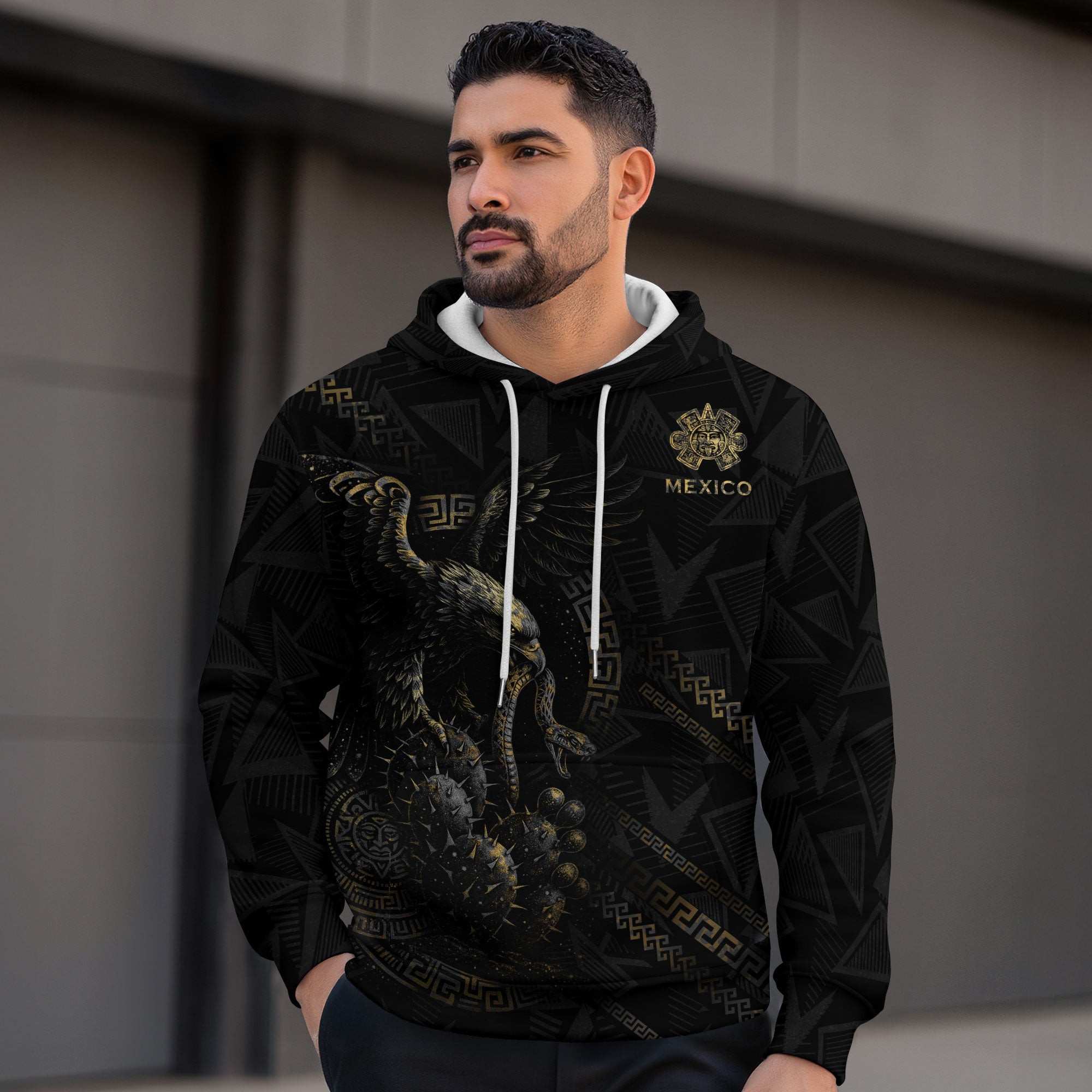 Sudadera con capucha del calendario azteca de piedra solar de México, símbolo antiguo, herencia, orgullo guerrero