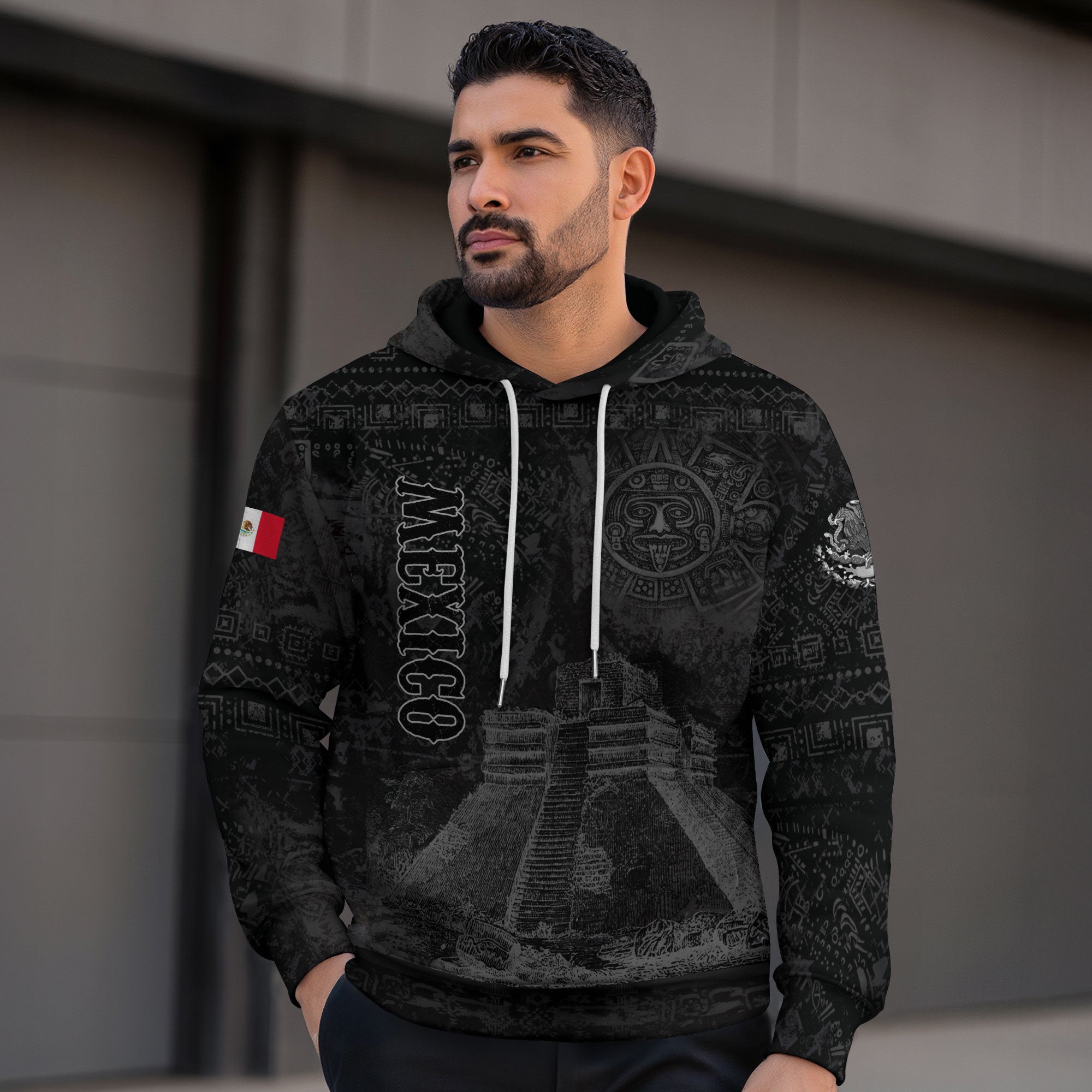 Mexican Aztec Pyramid Ancient Calendar Heritage Mens Sudadera De Mexico Hoodie