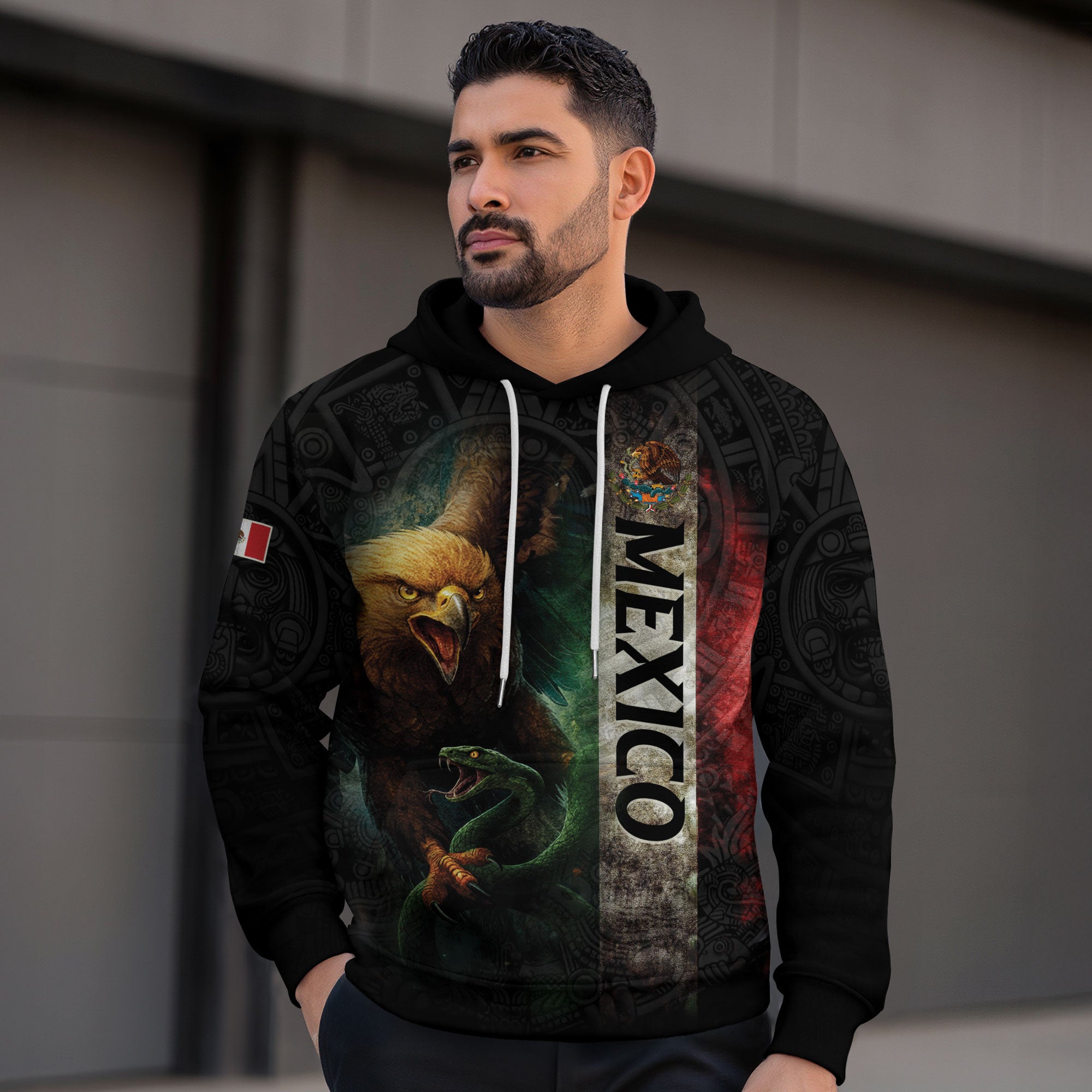 Sudadera con capucha del calendario azteca de piedra solar de México, símbolo antiguo, herencia, orgullo guerrero