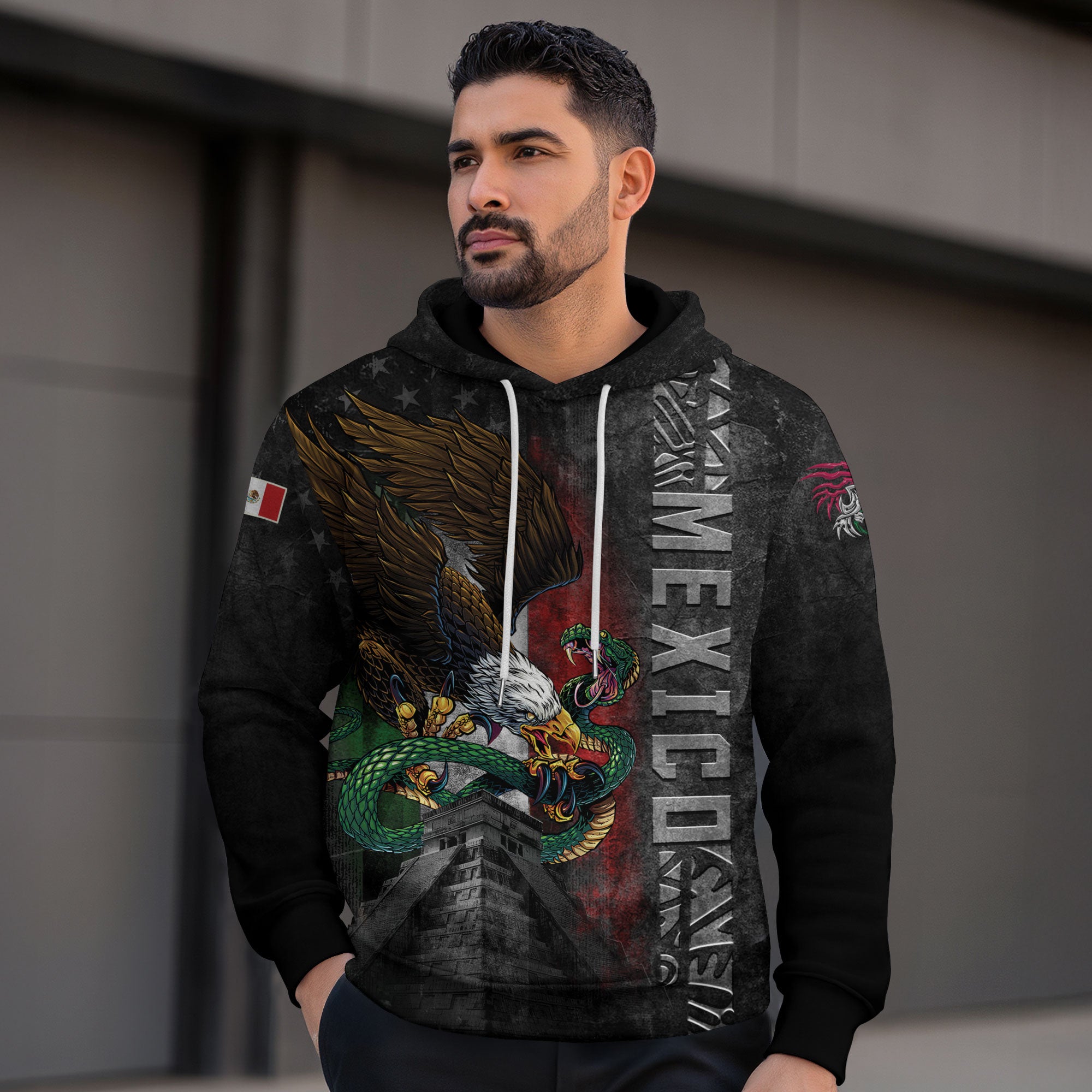 Sudadera con capucha del calendario azteca de piedra solar de México, símbolo antiguo, herencia, orgullo guerrero