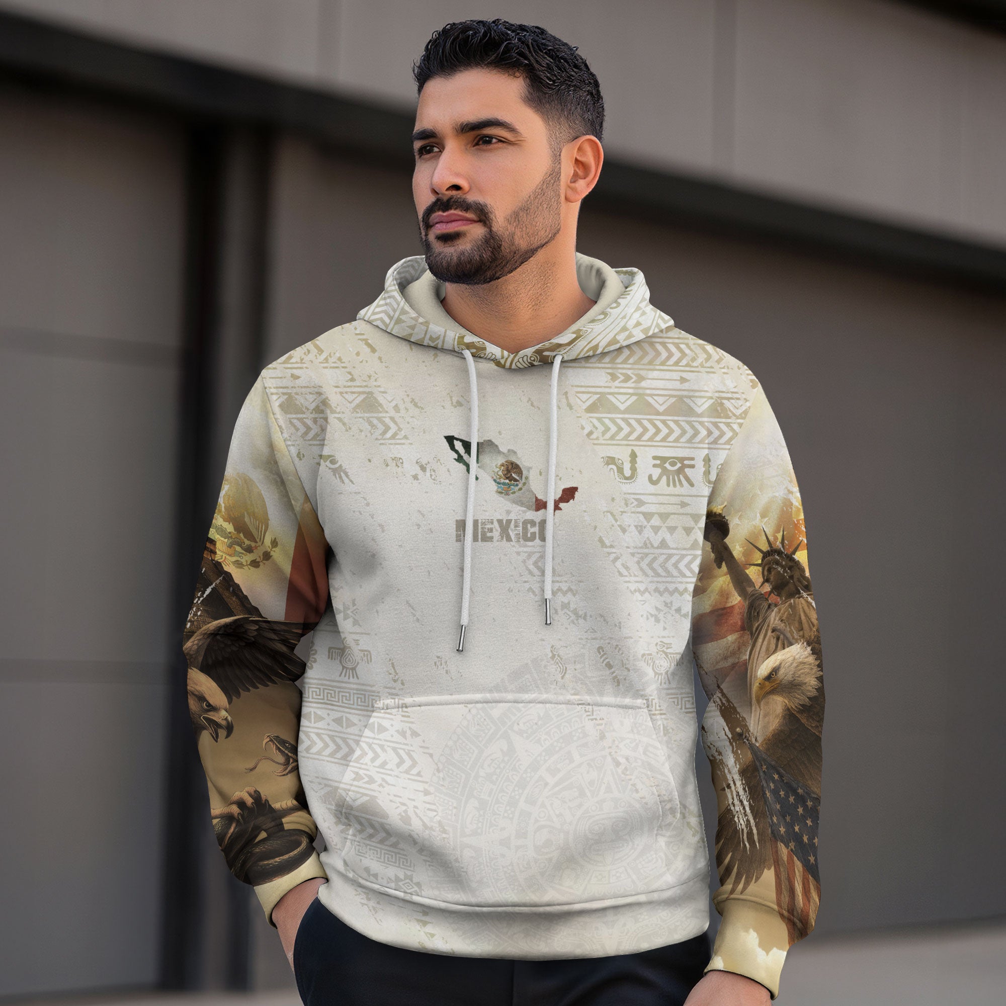 Sudadera con capucha del calendario azteca de piedra solar de México, símbolo antiguo, herencia, orgullo guerrero