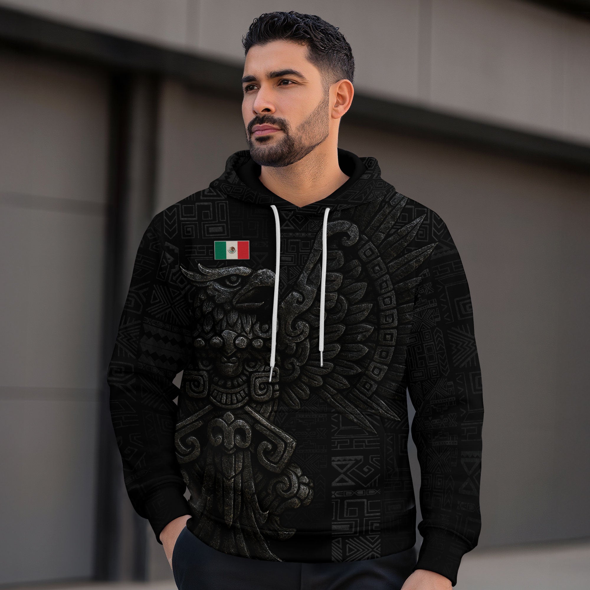 Sudadera con capucha del calendario azteca de piedra solar de México, símbolo antiguo, herencia, orgullo guerrero