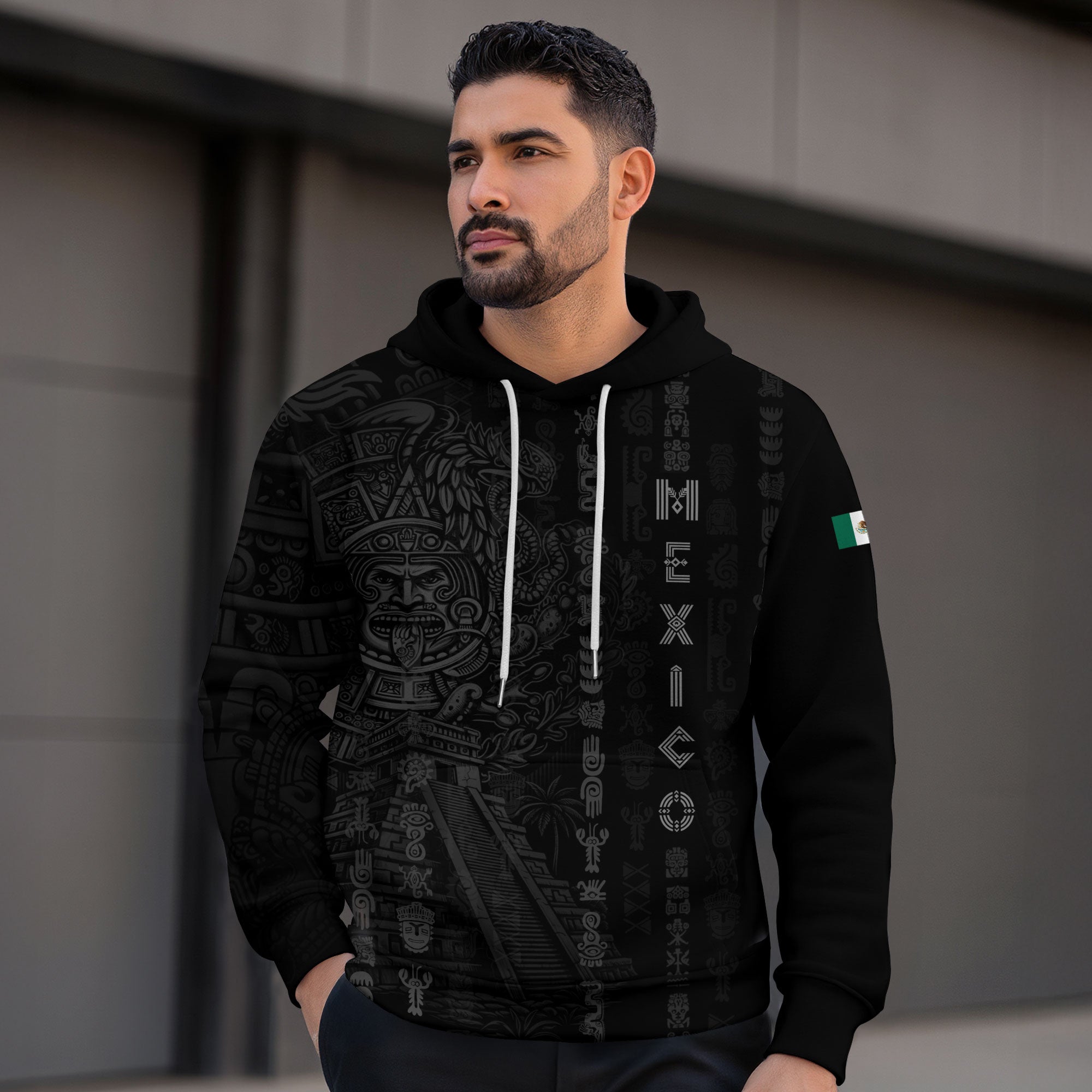 Mexican Aztec Calendar Pyramid Tribal Mens Sudadera De Mexico Heritage Hoodie
