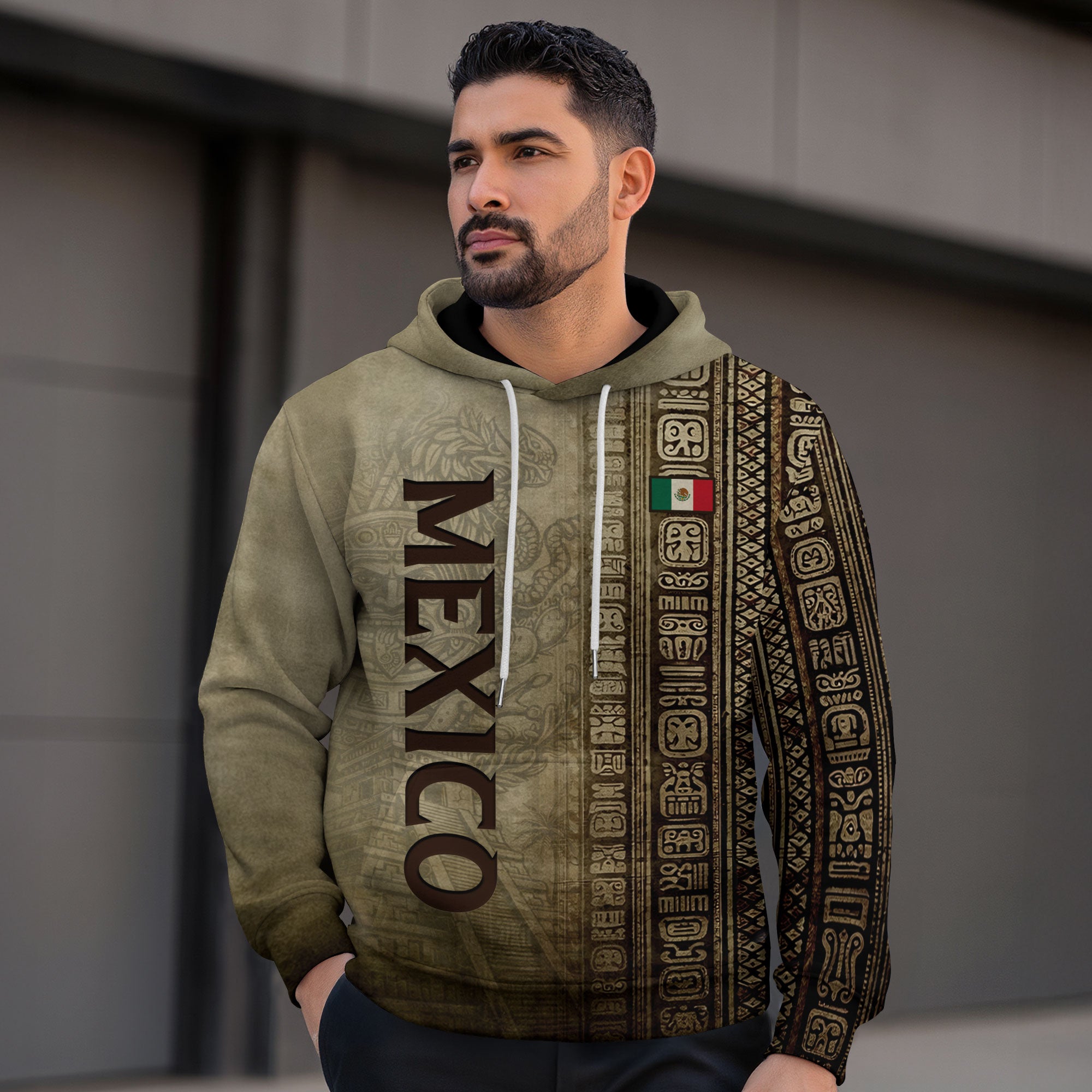 Sudadera con capucha del calendario azteca de piedra solar de México, símbolo antiguo, herencia, orgullo guerrero