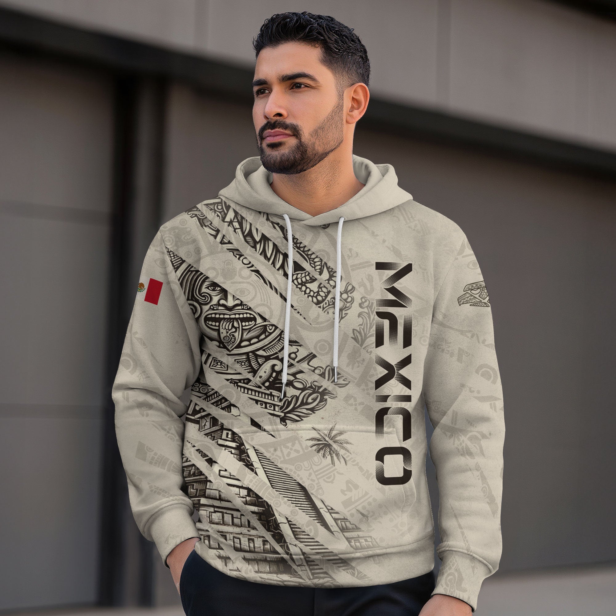 Sudadera con capucha del calendario azteca de piedra solar de México, símbolo antiguo, herencia, orgullo guerrero