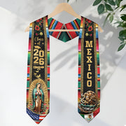 Mexican Graduation Stole Mexico USA Flag Aztec Eagle Virgin Mary Serape 2026
