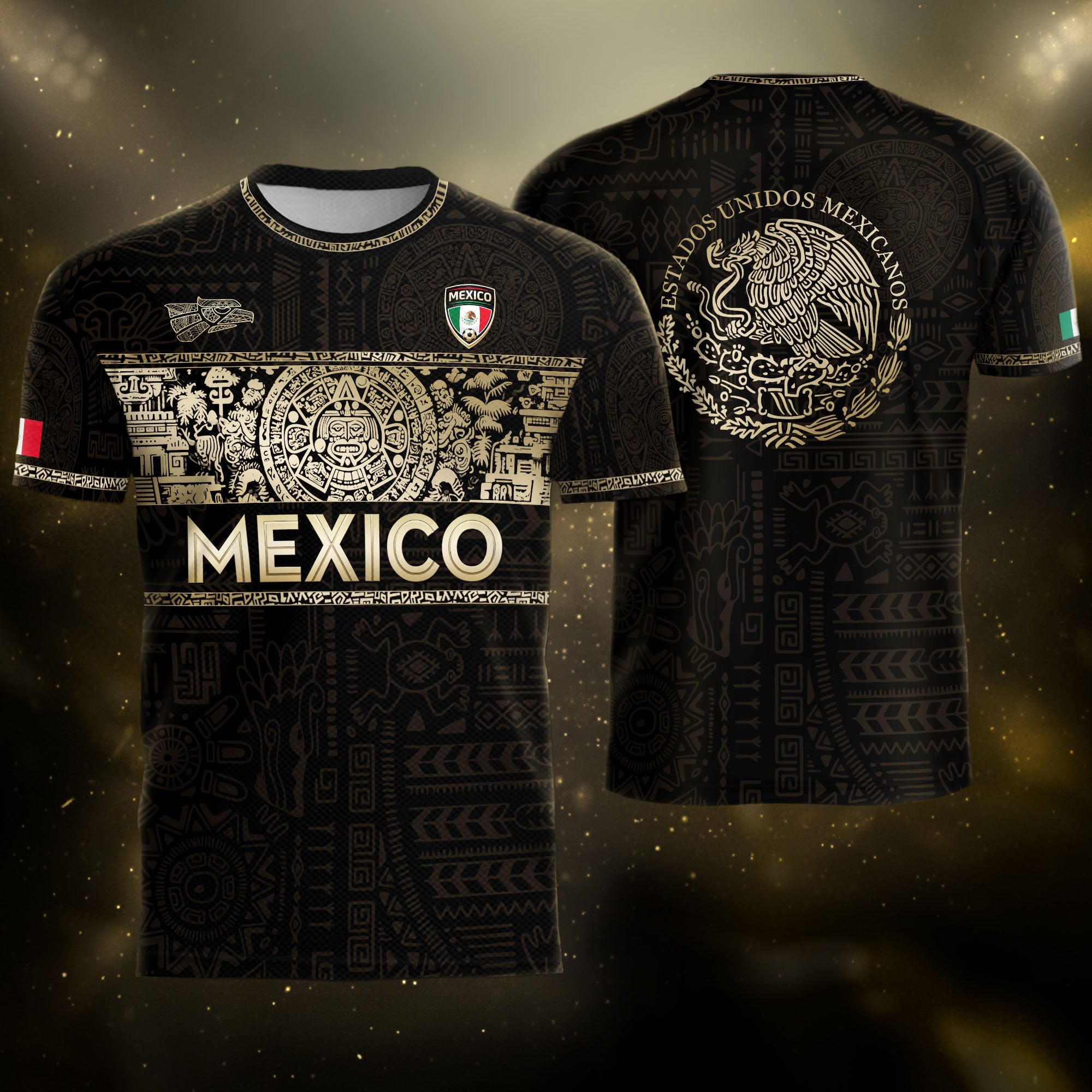 Mexico National Pride Soccer Jersey Black Gold, Cultural Identity Collection