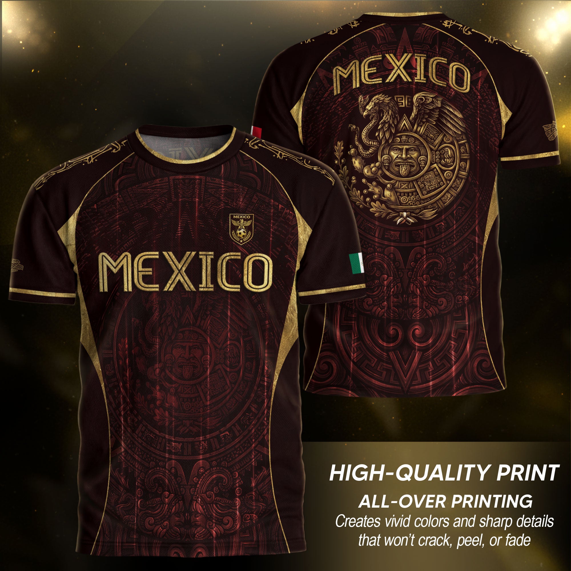 Mexico National Heritage Soccer Jersey Red Gold, Timeless Pride and Tradition