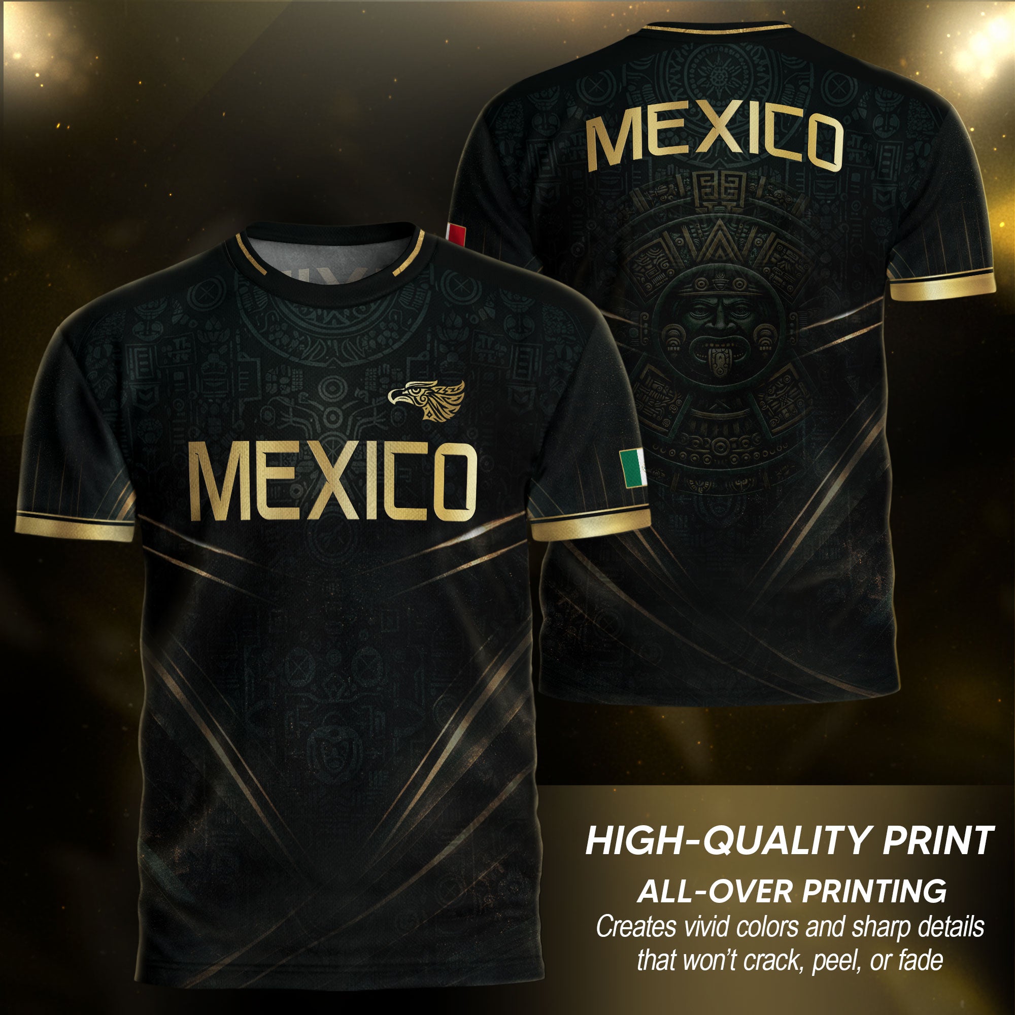 Mexico Heritage Football Jersey Black Gold, Tradition Meets Modern Expression