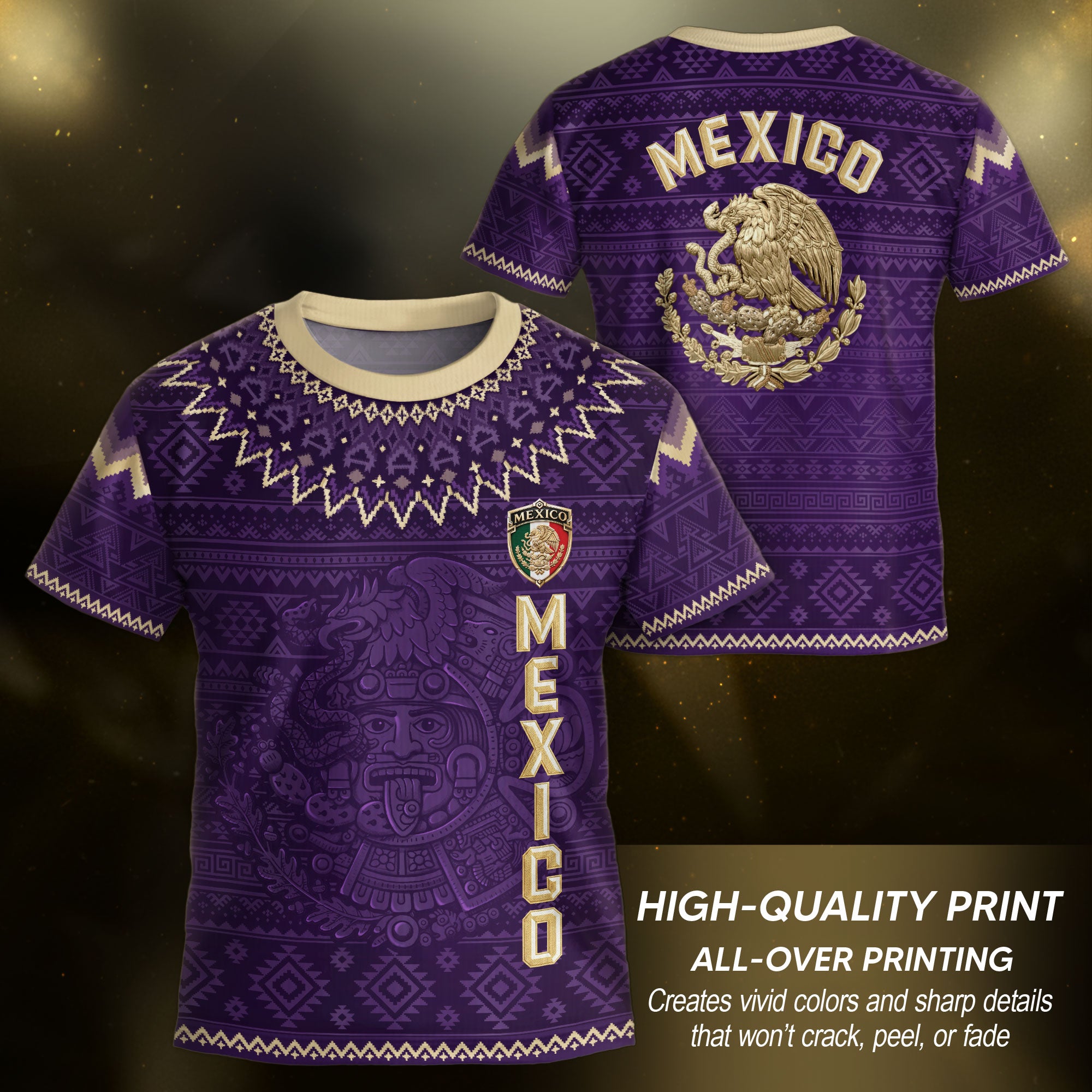 Mexico Soccer Jersey Kids Set Aztec Warrior Purple Gold Mexican Football