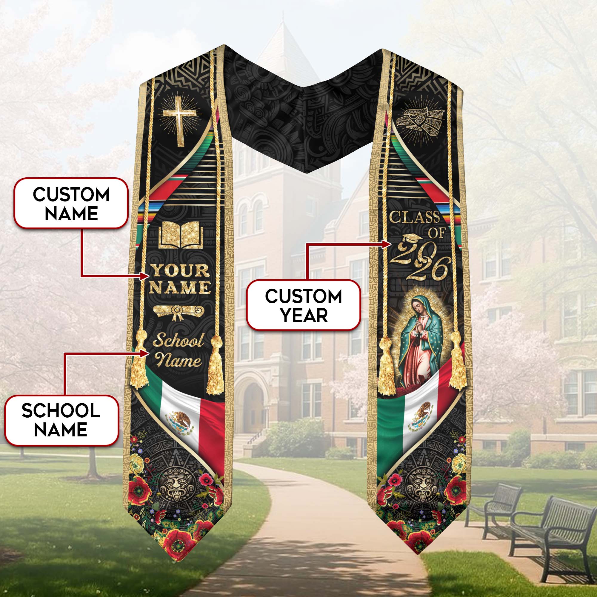 Custom Mexican Graduation Stole 2026 Proud Mexican Graduation Sash Personalized Graduation Stoles Mexico Graduation Sash Customize