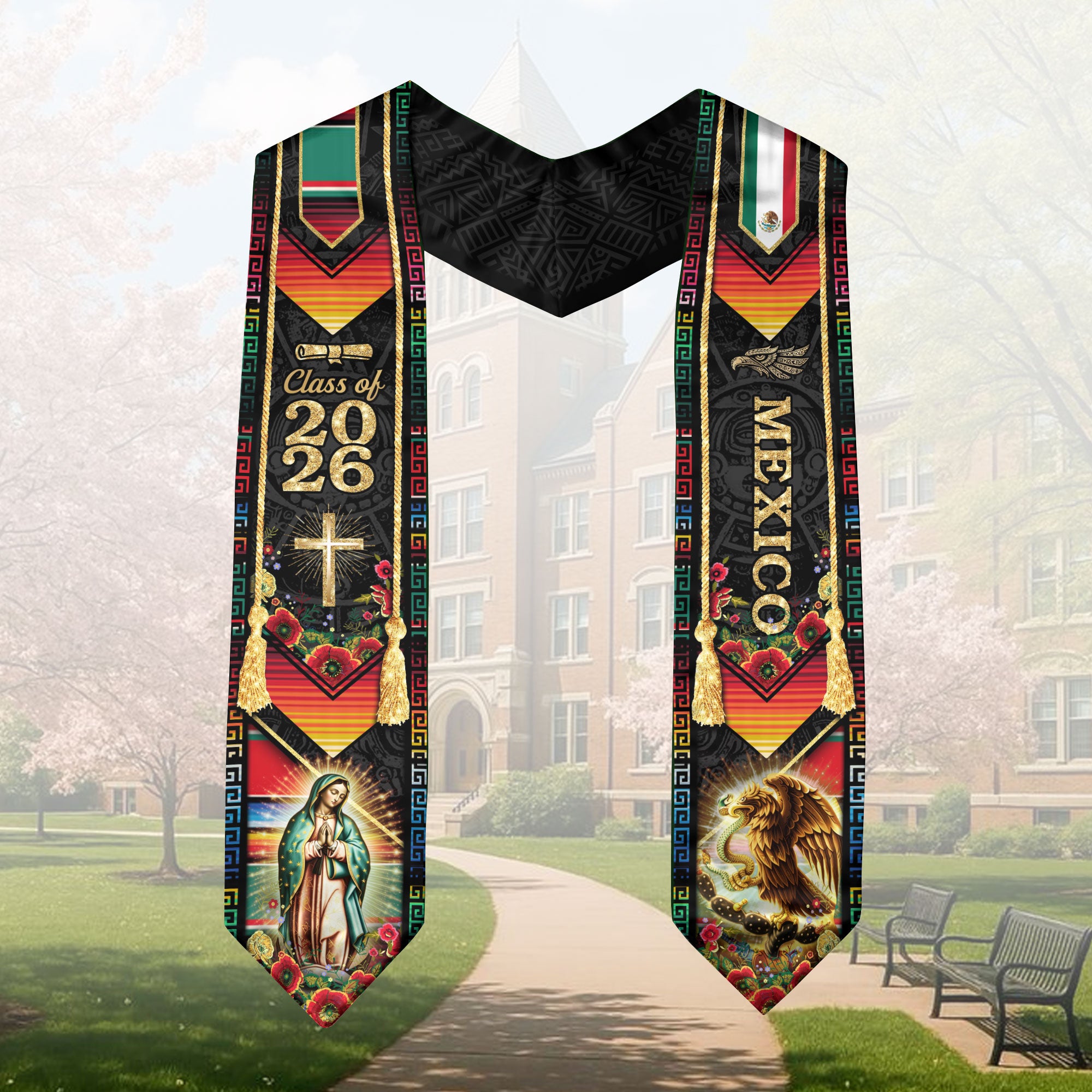 Catholic Graduation Stole 2026 Guadalupe Mexico Eagle Religious Hispanic