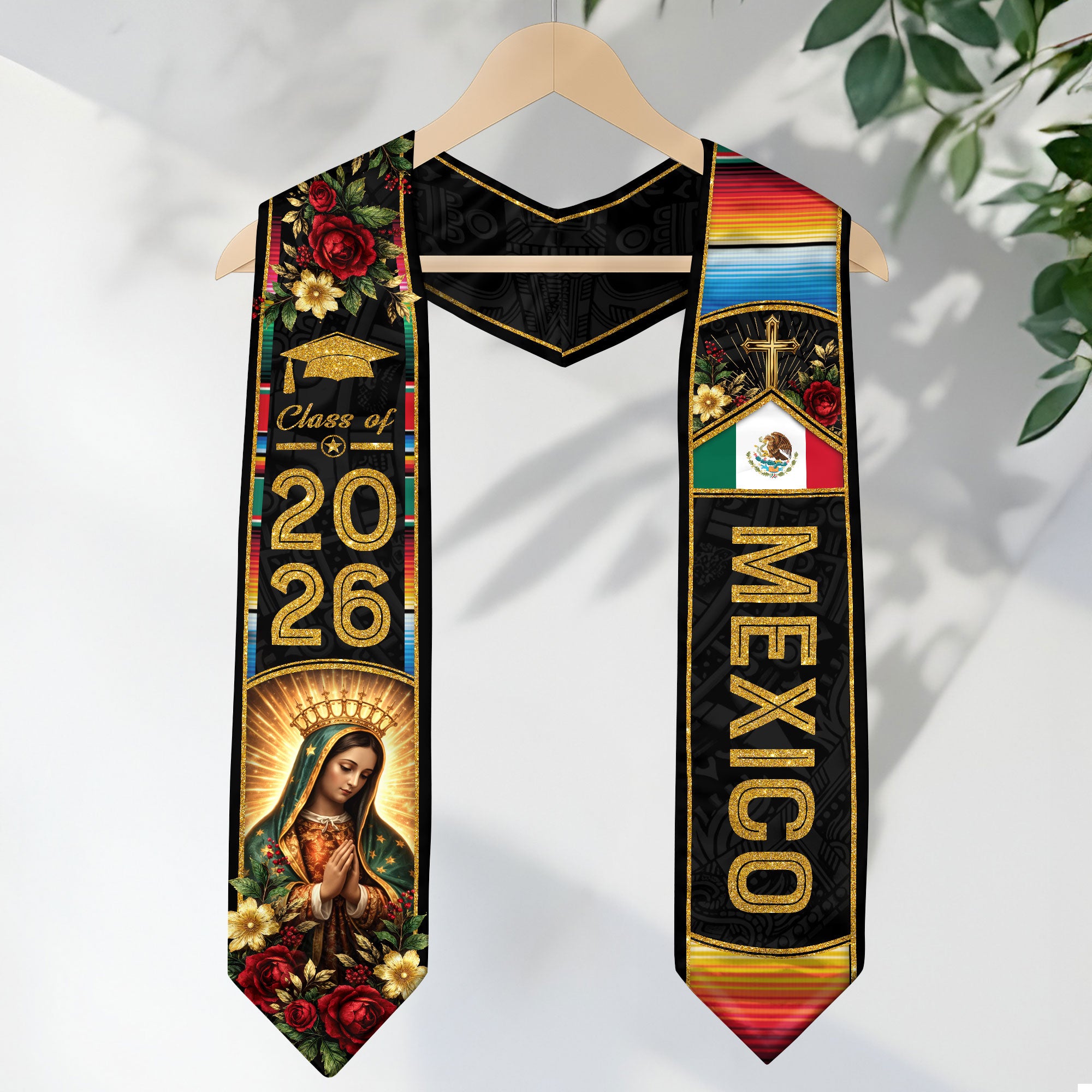 Mexican American Flag Graduation Stole Class of 2026 Mexican Sash Stoles for Graduation