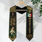Graduation Stole Mexican Class of 2026 Mexican American Flag Sash for 2026 Graduation