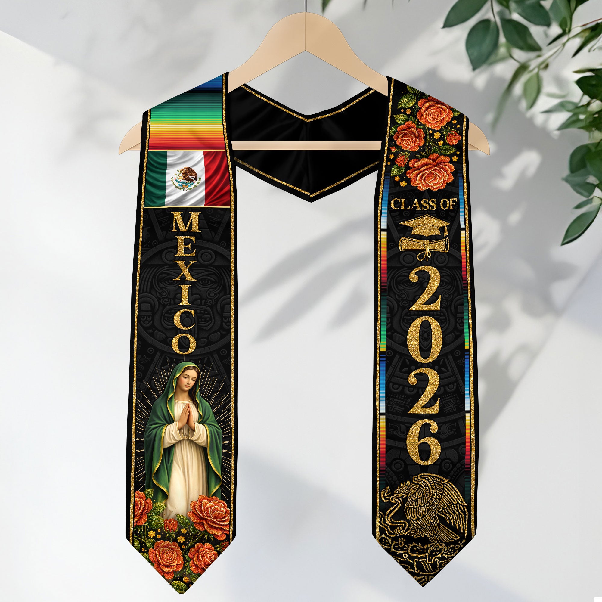 Class of 2026 Mexican Graduation Stole Mexican American Flag Sash for Graduation