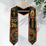 Mexican Sash Graduation Stole Class of 2026 Mexican American Flag Stoles for Graduation