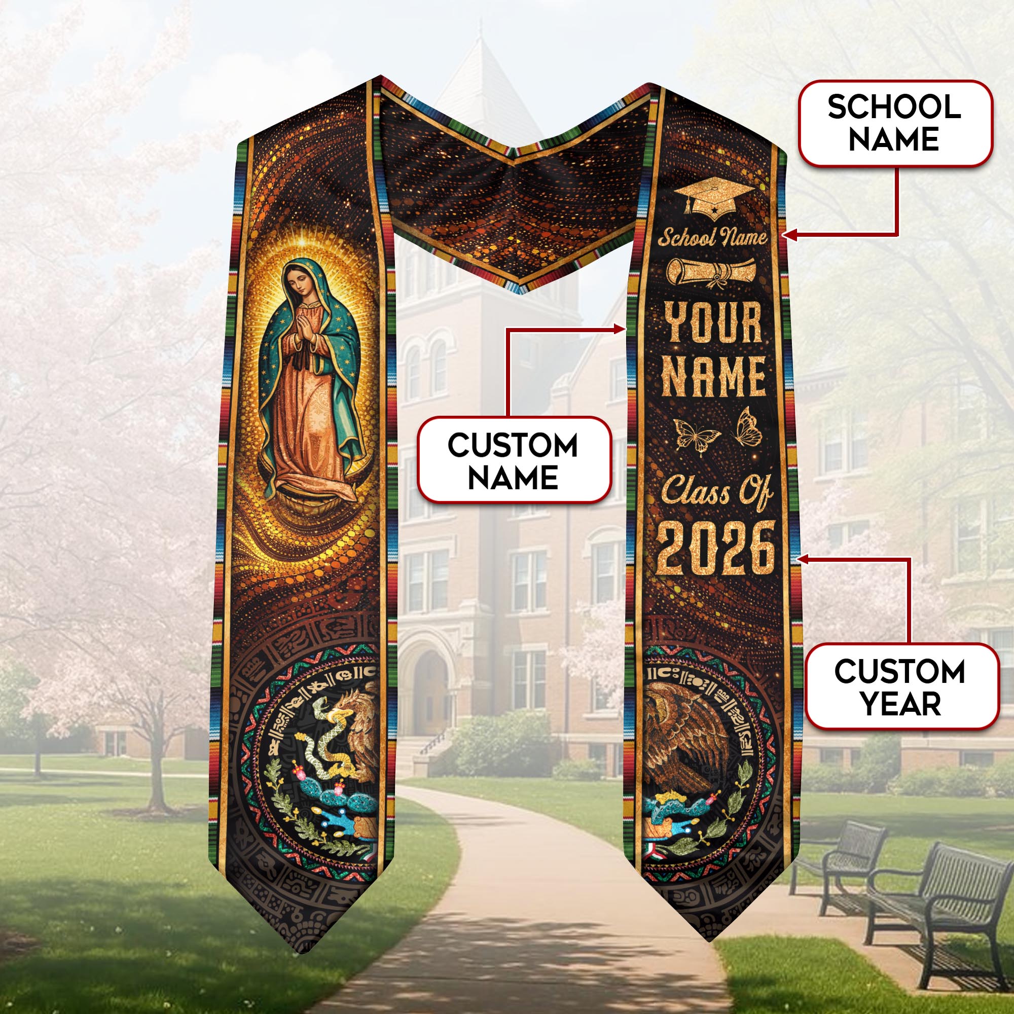Graduation Stoles 2025 Mexican Style Custom Graduation Stole Personalized Sash