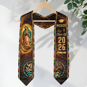 Mexico Graduation Stole Class of 2026 Virgin of Guadalupe Aztec Calendar Serape Sash