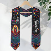 Class of 2026 Mexico Graduation Stole Virgin Guadalupe Floral Cultural Kente Sash